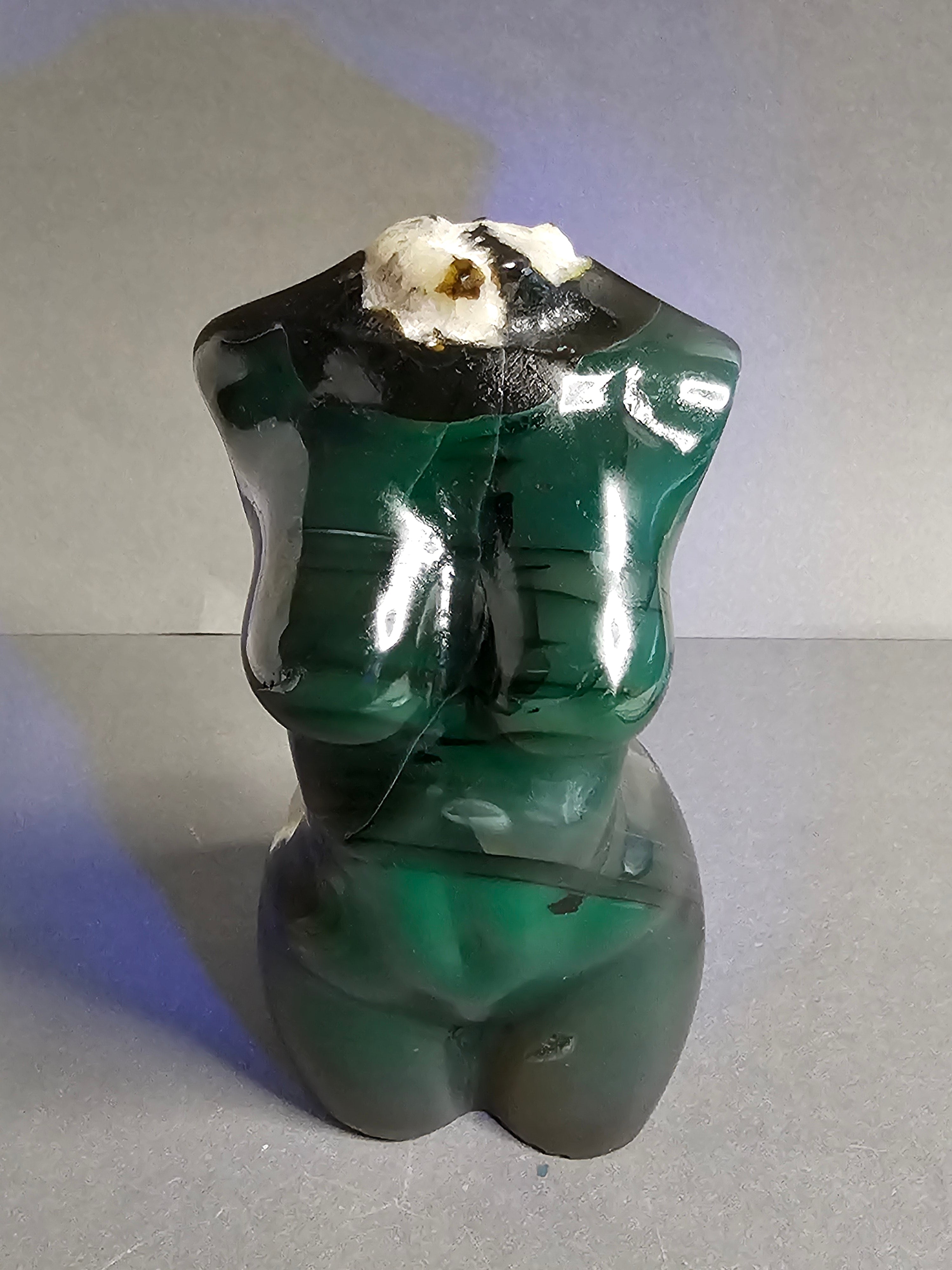 UV Reactive Volcano Agate Lady Body Carving – 4" Divine Feminine Crystal Figure