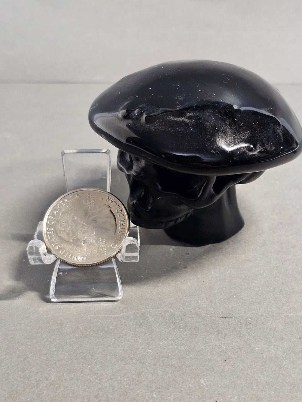 Obsidian Mushroom Skull Carving – 2 Inch Gothic Crystal Figurine