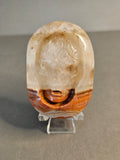 Lace Agate Skull Palm Stone – Calming Crystal Carving | 2.75 Inches