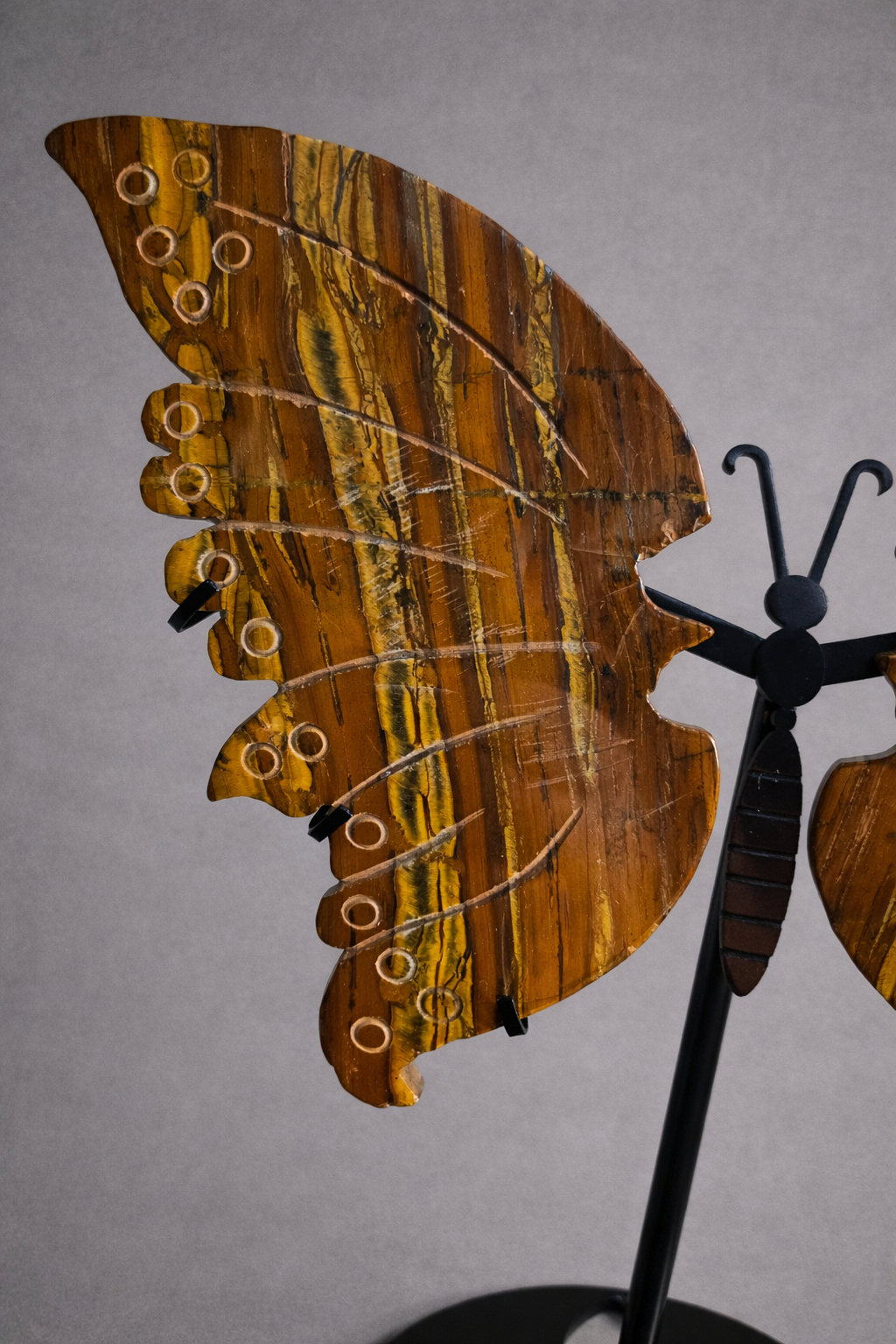 Tiger Iron Butterfly Wings on Stand – Strength & Transformation Crystal Display | 10 Inches Tall