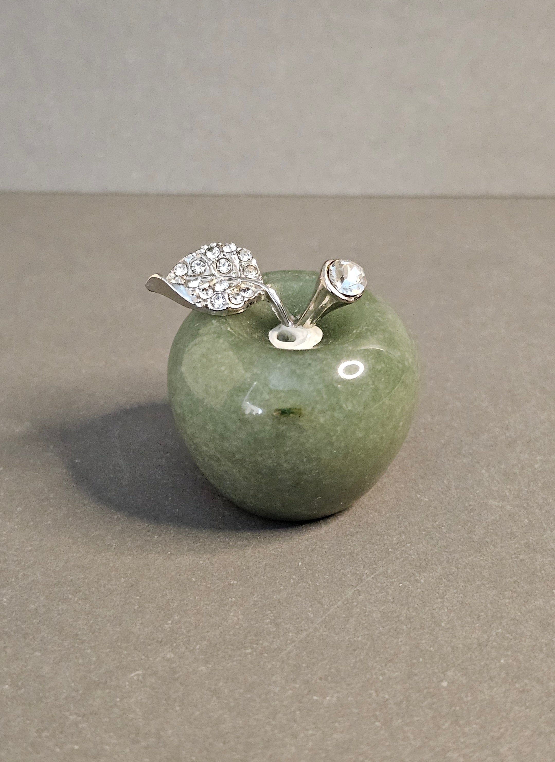 Green Aventurine apple carving.