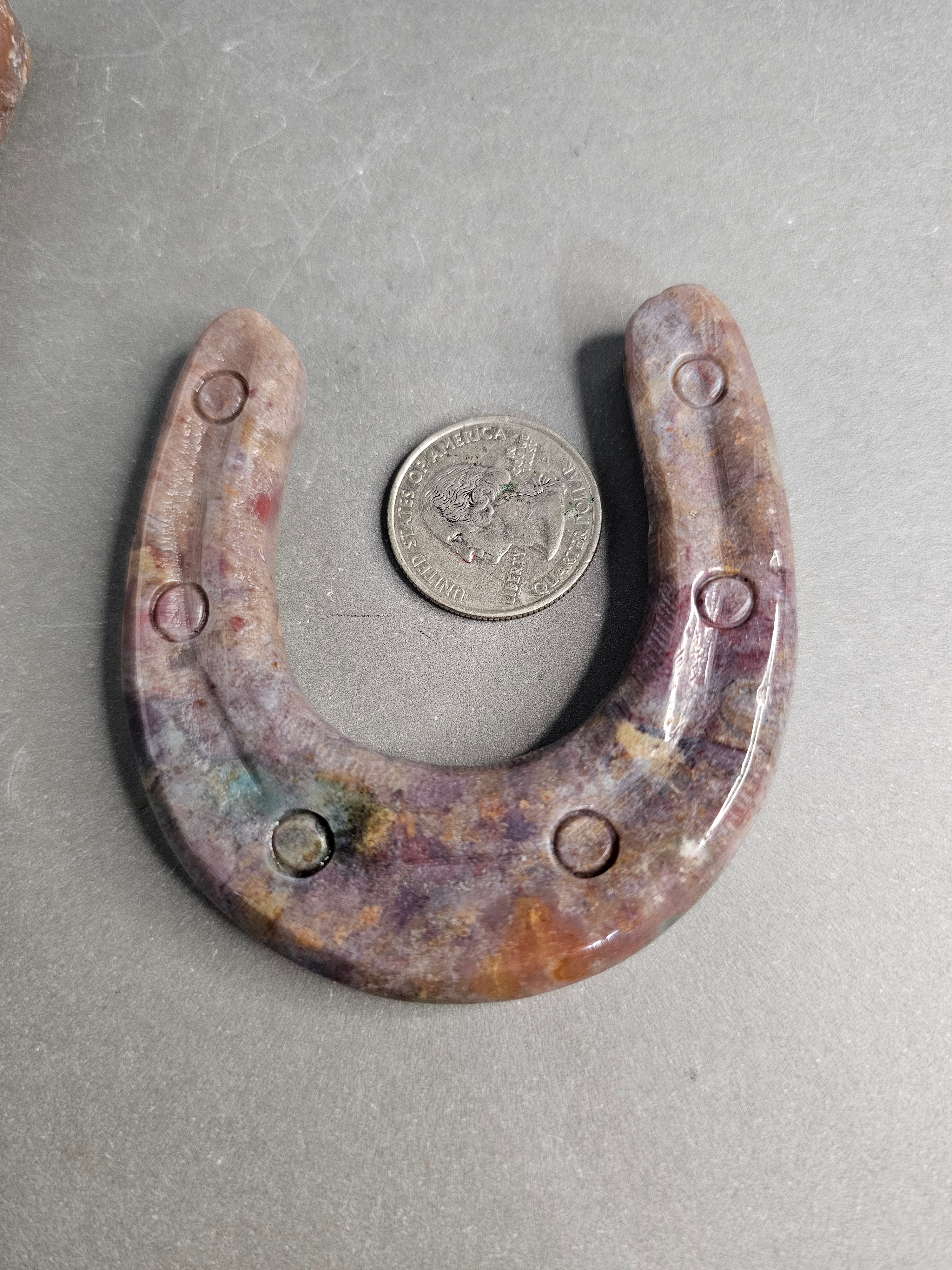 Sea Jasper Horseshoe Carving – 2.5" Lucky Coastal Energy Piece