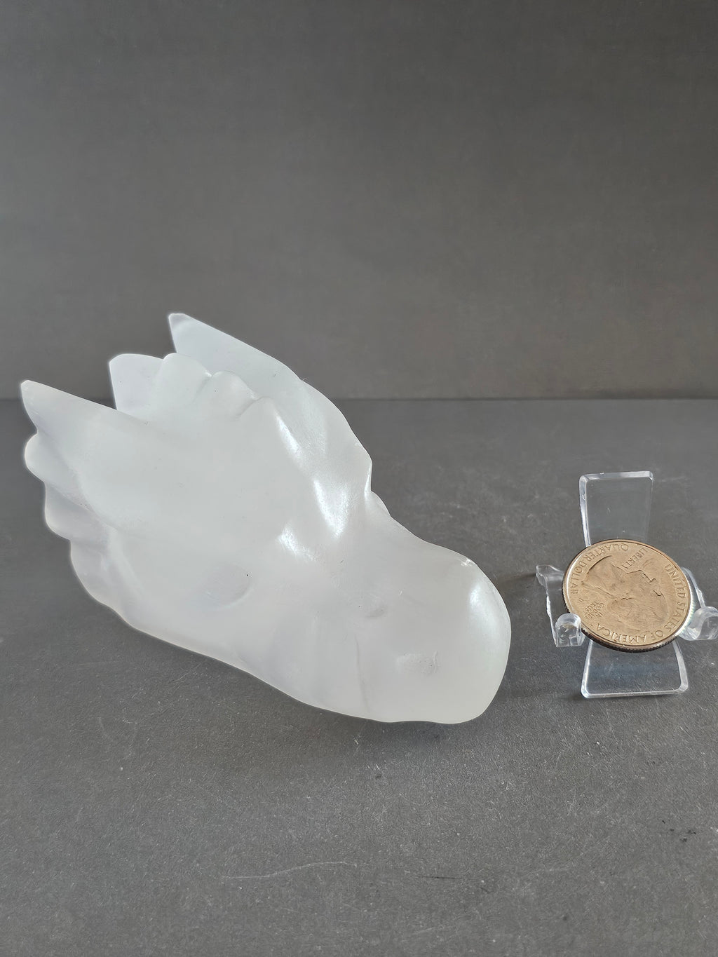 Selenite Dragon Skull Carving – 3.5” | Cleansing, Protection & High Vibration Energy