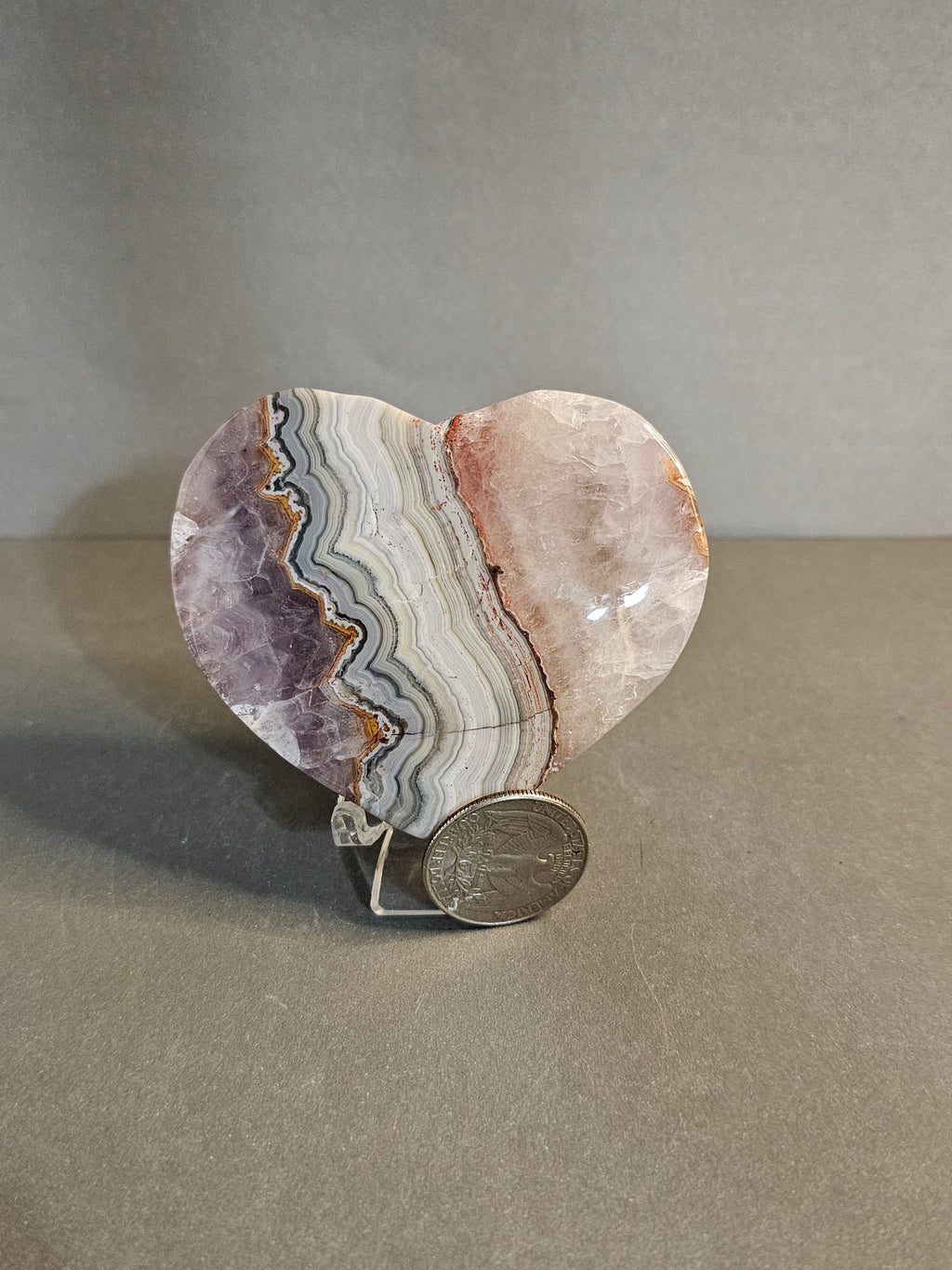 Amethyst with Lace Agate Heart