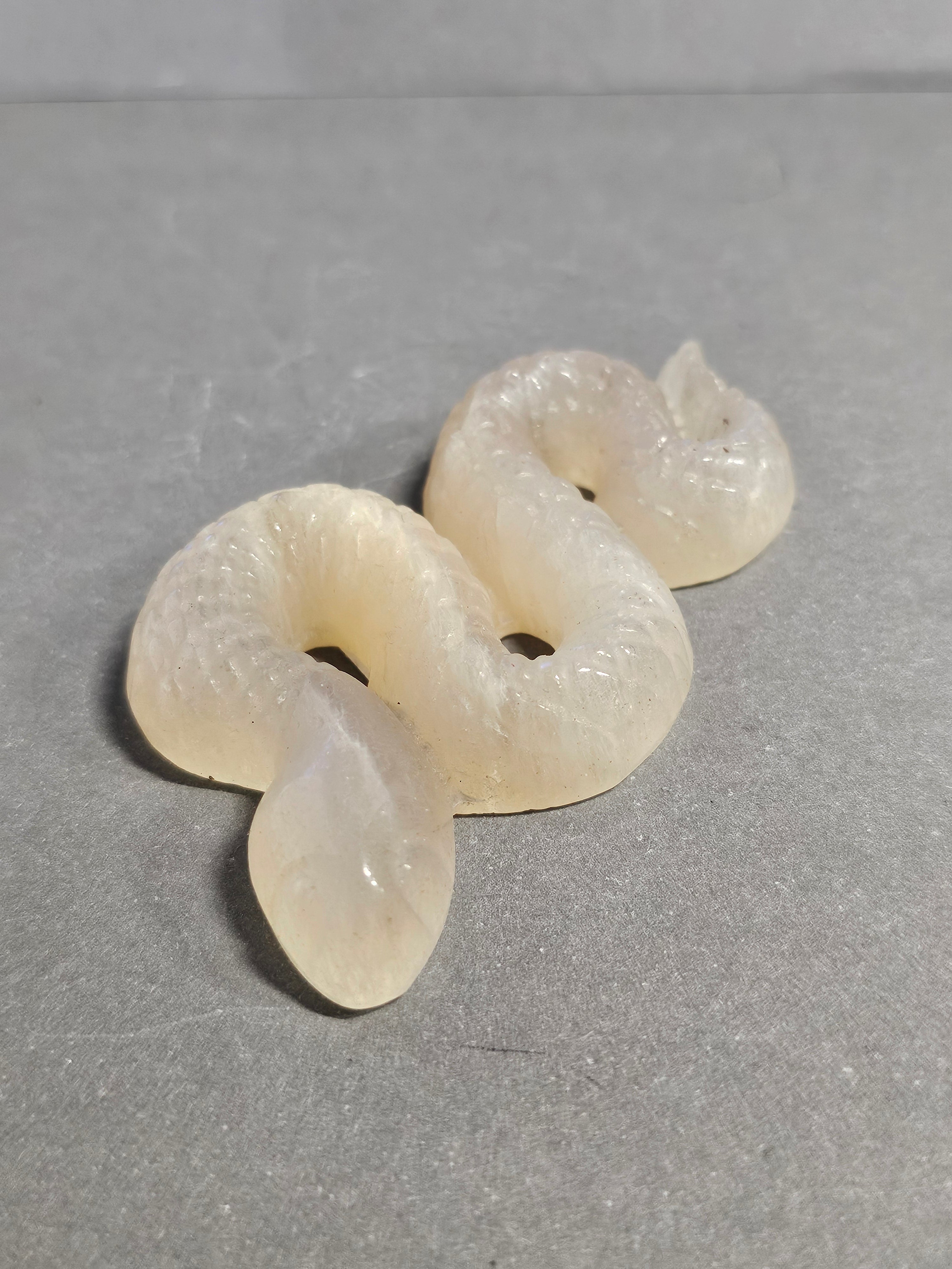 Peach Moonstone Snake Carving – 3 Inch Crystal Snake for Intuition & Growth