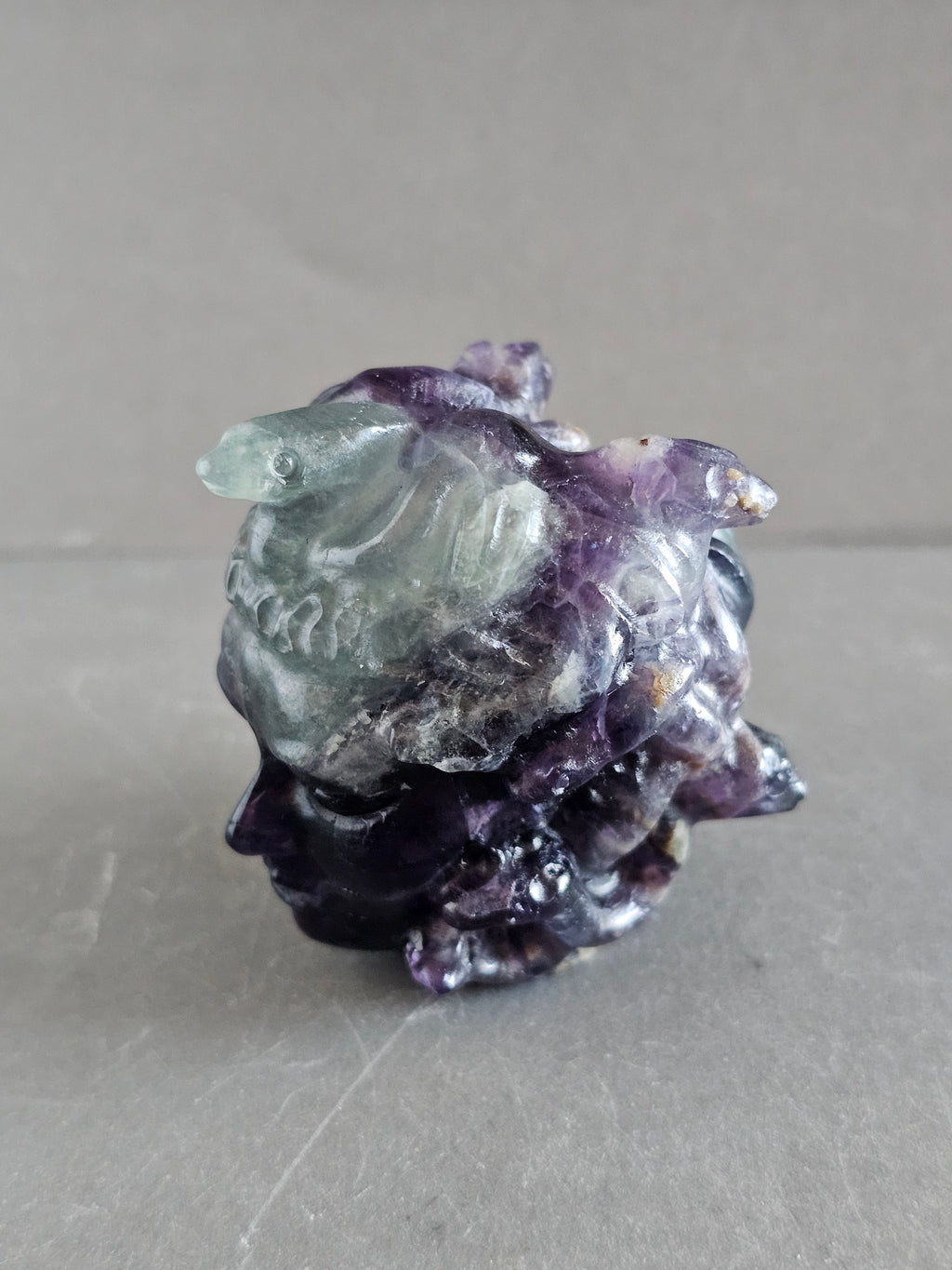 Medusa Head Crystal Carving – 3” Tall | Available in Fluorite, Larvikite & Garnet Astrophyllite