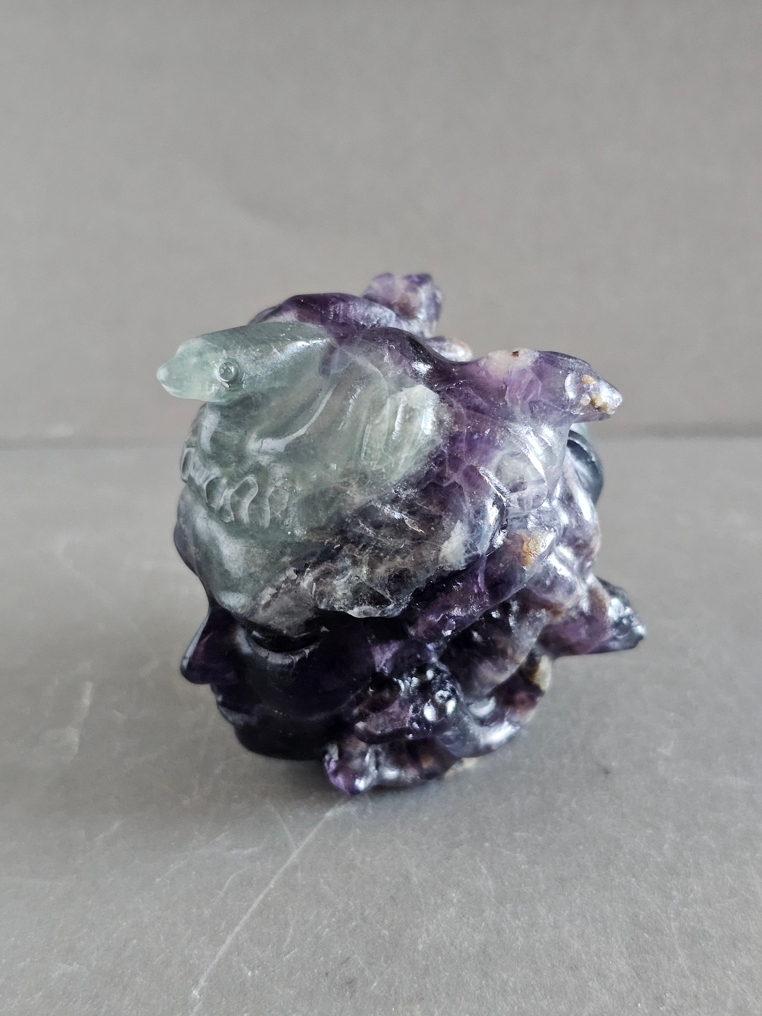 Medusa Head Crystal Carving – 3” Tall | Available in Fluorite, Larvikite & Garnet Astrophyllite