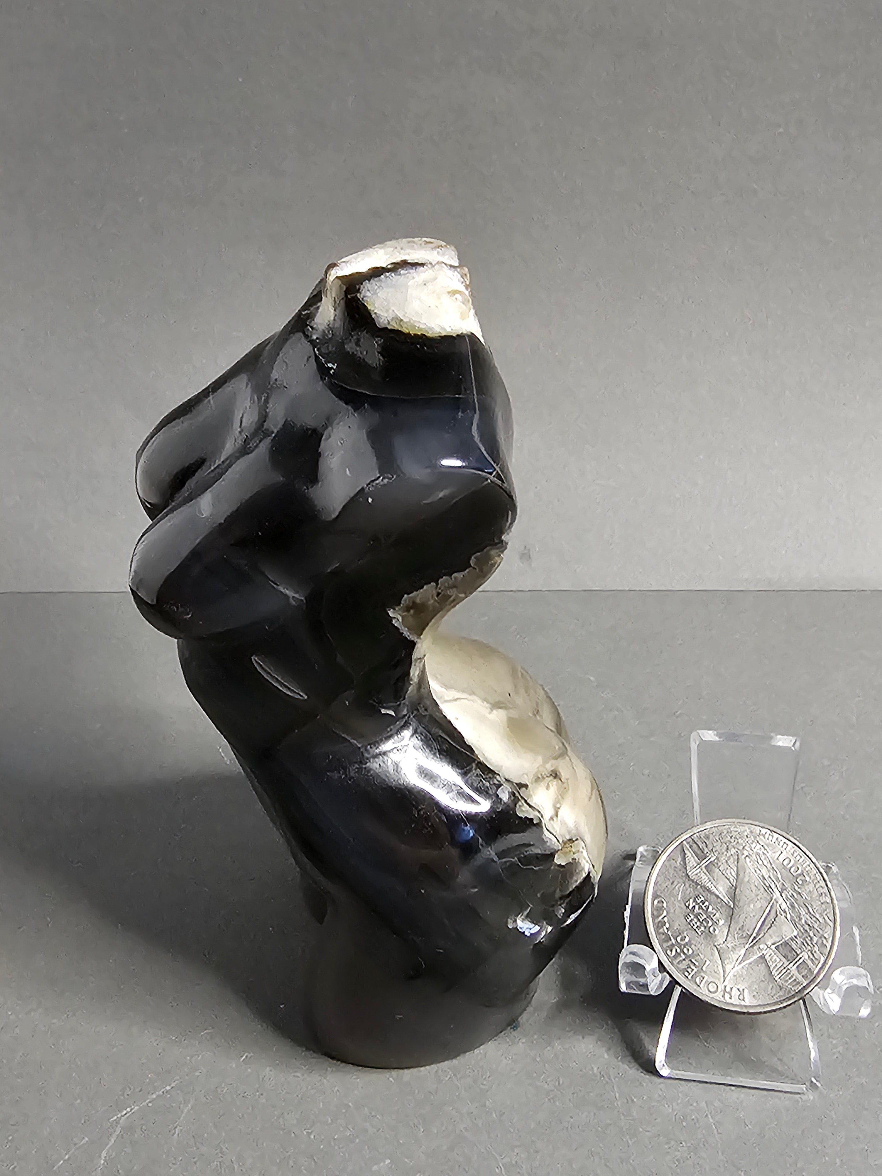 UV Reactive Volcano Agate Lady Body Carving – 4" Divine Feminine Crystal Figure