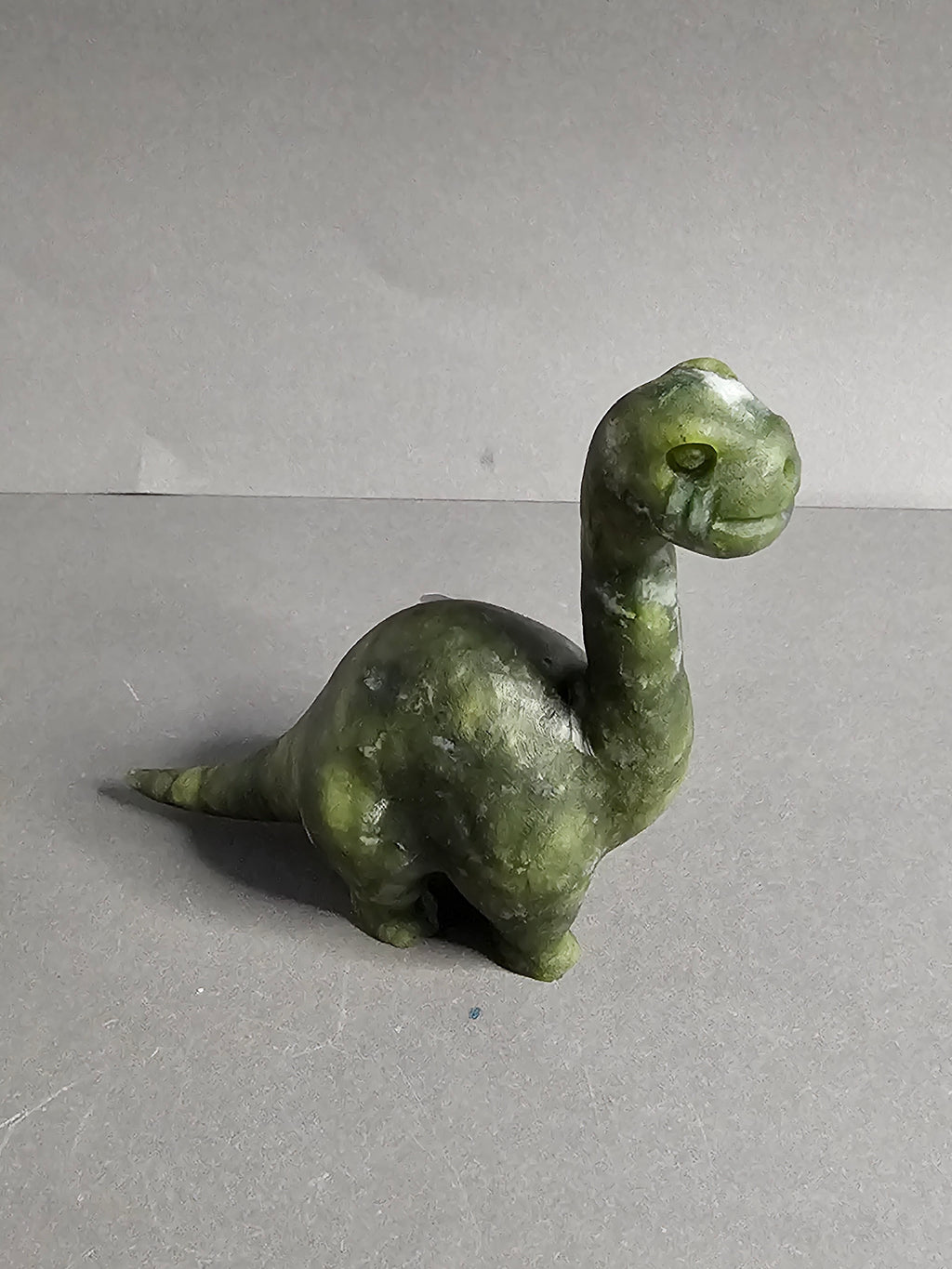 Jade Long Neck Dinosaur Carving – 2.75" Crystal Dino Figurine