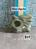 Moss Agate Dragon Skull – 1.75" Nature Guardian Carving