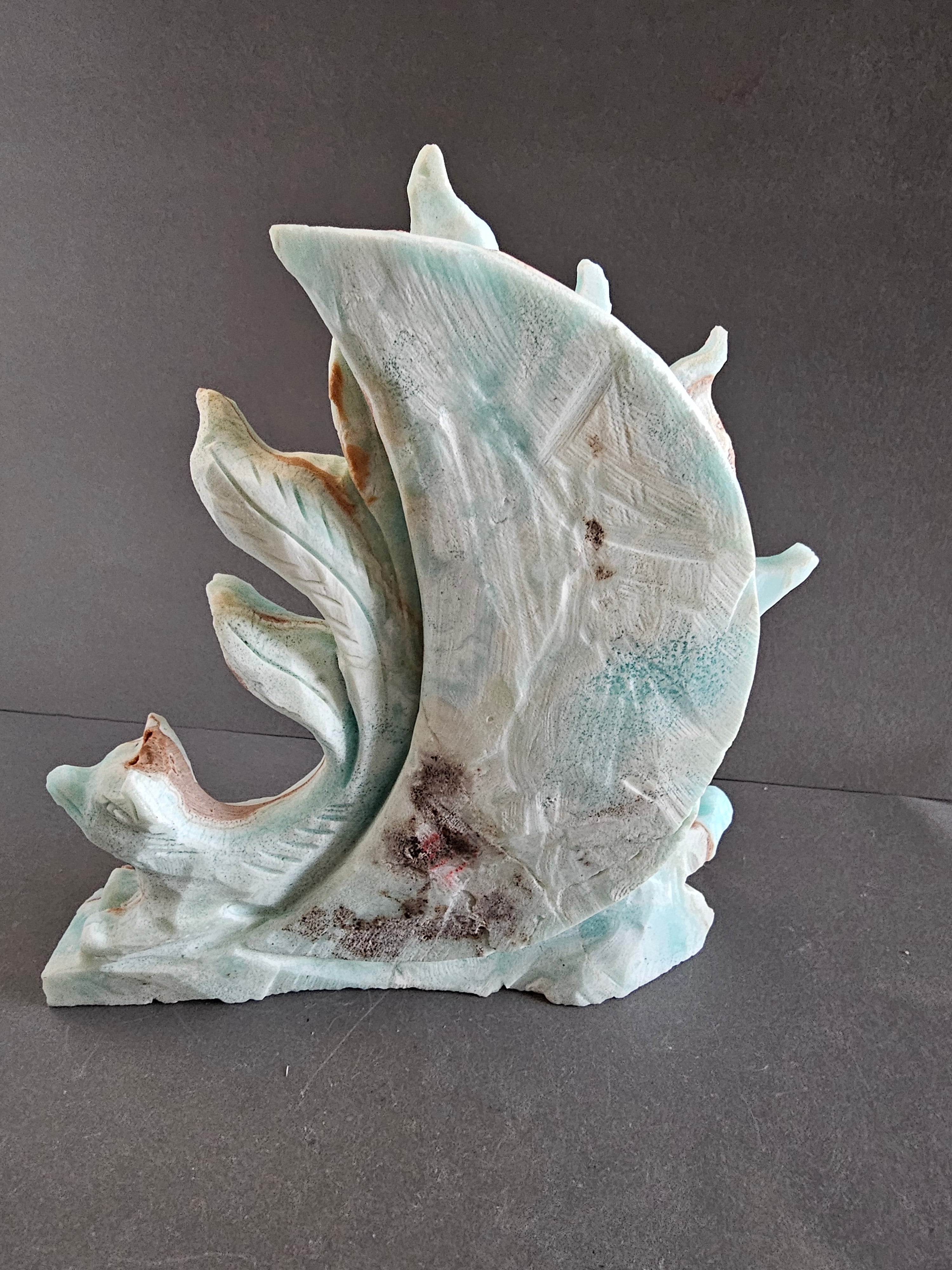 Hemimorphite Nine-Tailed Fox – Transformation & Communication Crystal Carving | 5.5 Inches