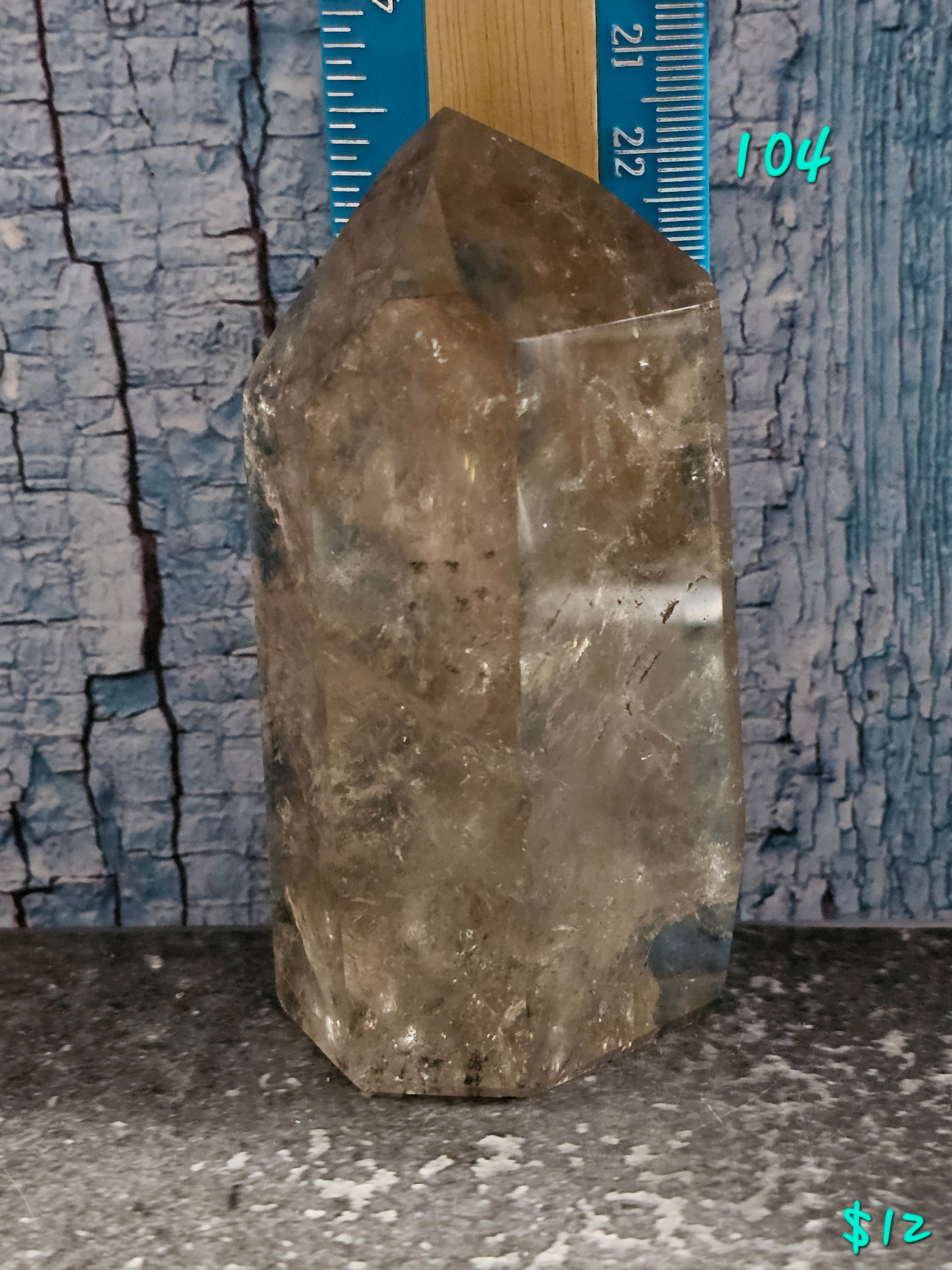 3 1/2 inch light smokey quartz freeform crystal Brazil polished