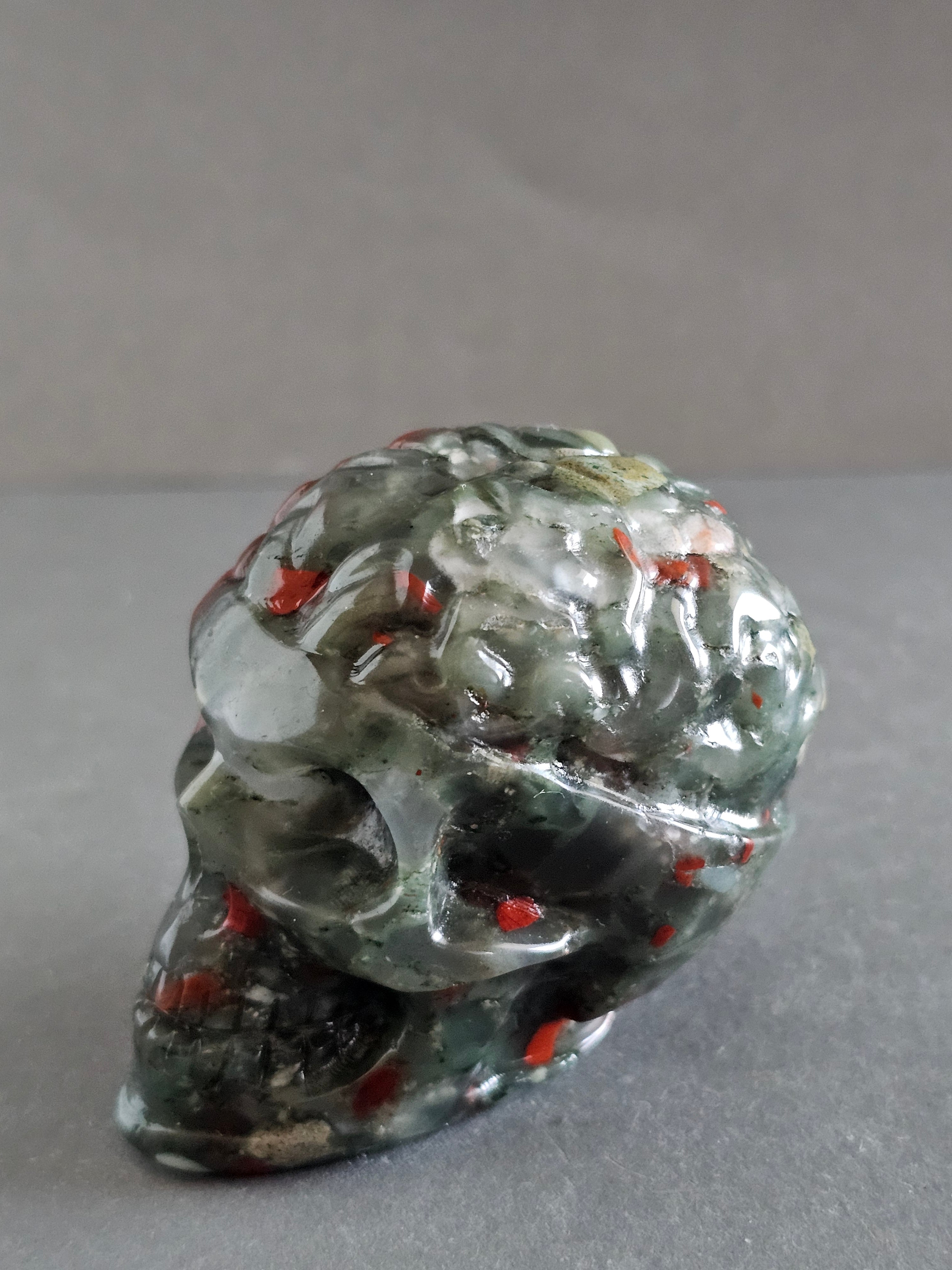 African Bloodstone Skull with Exposed Brain – 2” Tall | Strength, Vitality & Protection Crystal
