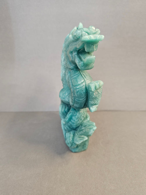 Amazonite Chinese Dragon – Prosperity & Harmony Crystal Carving | 5.75 Inches