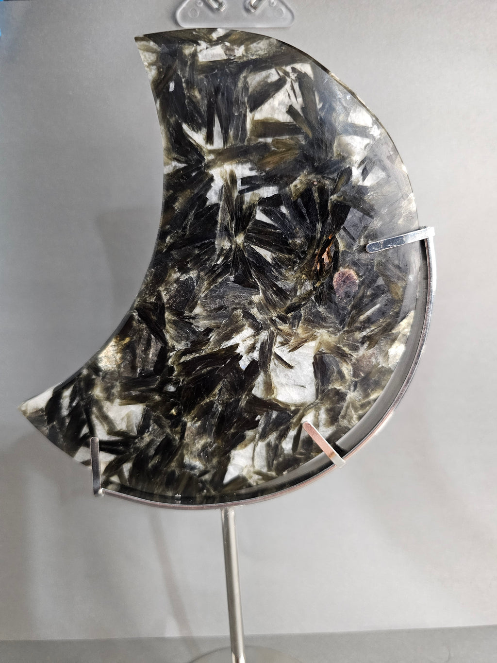 Green Mica Moon Carving – 10" Large Celestial Statement Piece