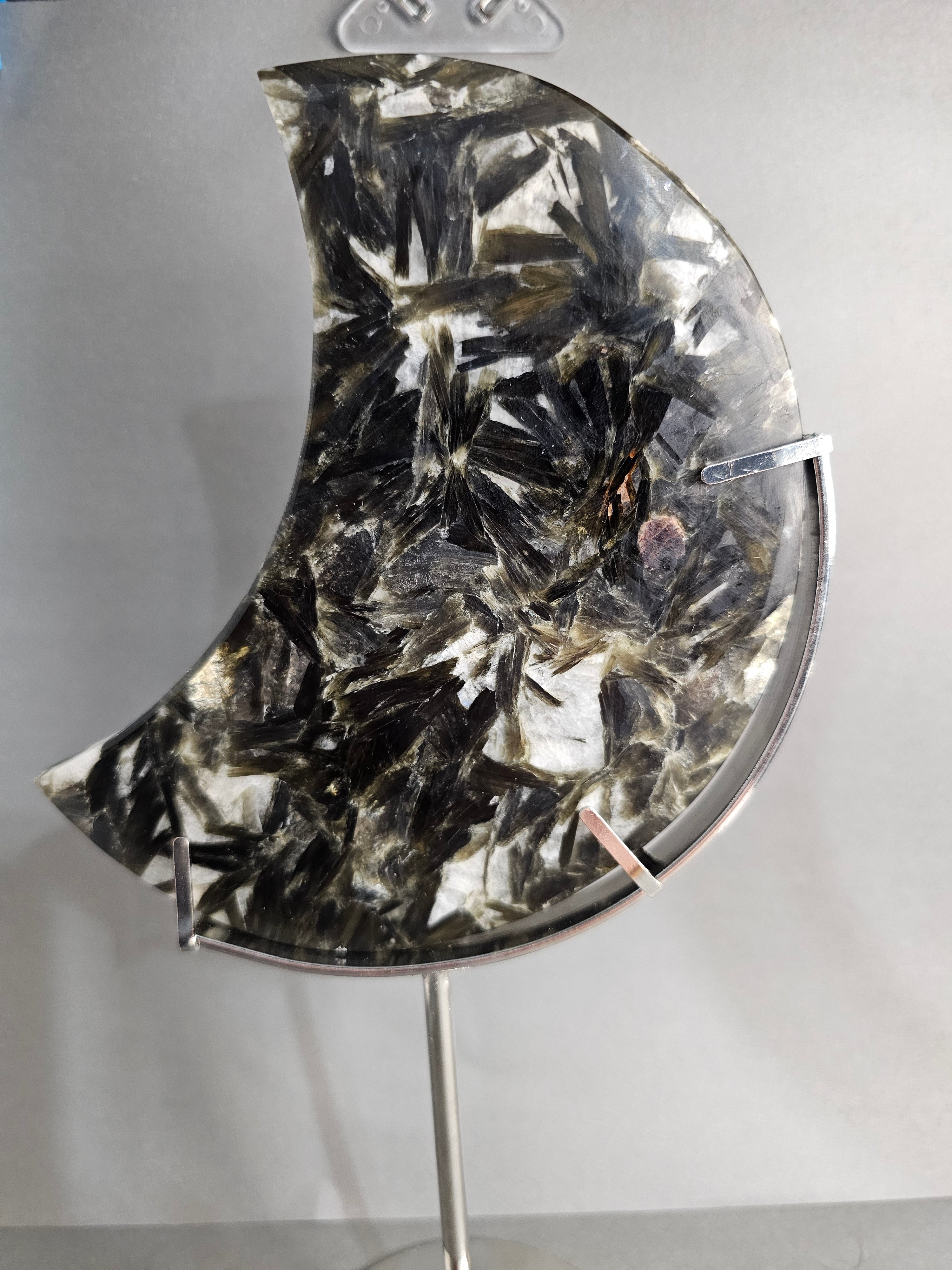 Green Mica Moon Carving – 10" Large Celestial Statement Piece