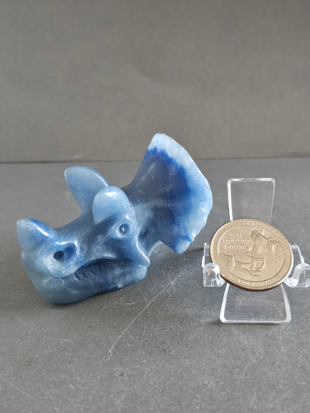 Blue Aventurine Triceratops Skull Carving | Strength, Confidence & Ancient Energy Crystal