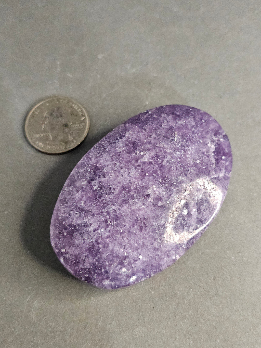 Lepidolite Palmstone – 2" Calming Crystal Pocket Stone
