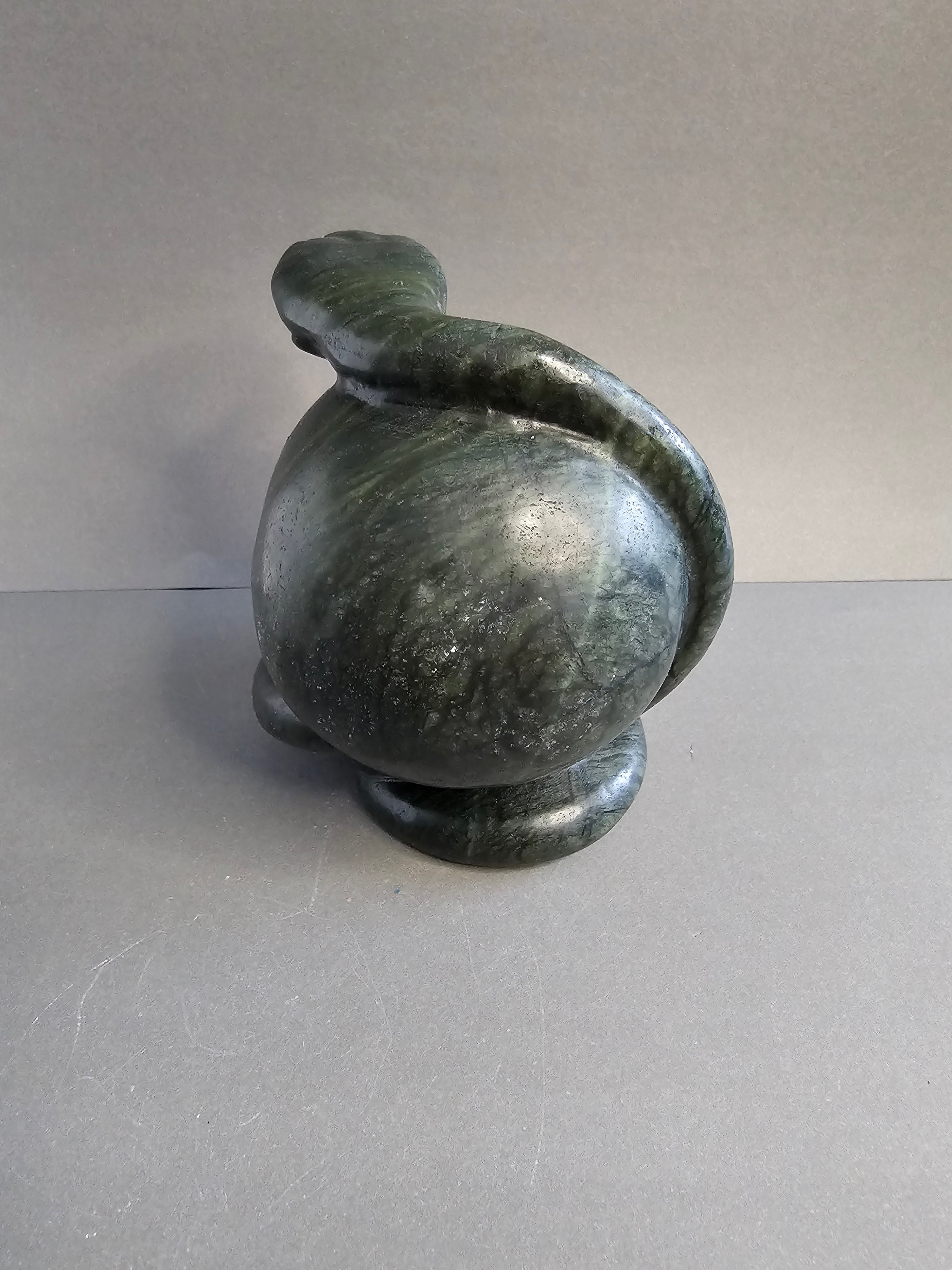 Dark Green Jade Skull with Snake Carving – 4 Inch Crystal Skull