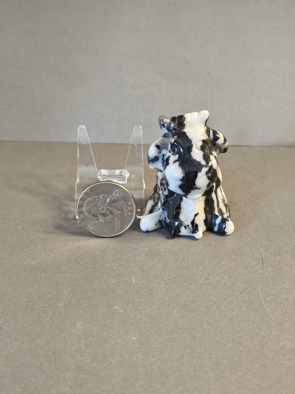 Zebra Jade Cow – Grounding & Abundance Crystal Carving | 2 Inches