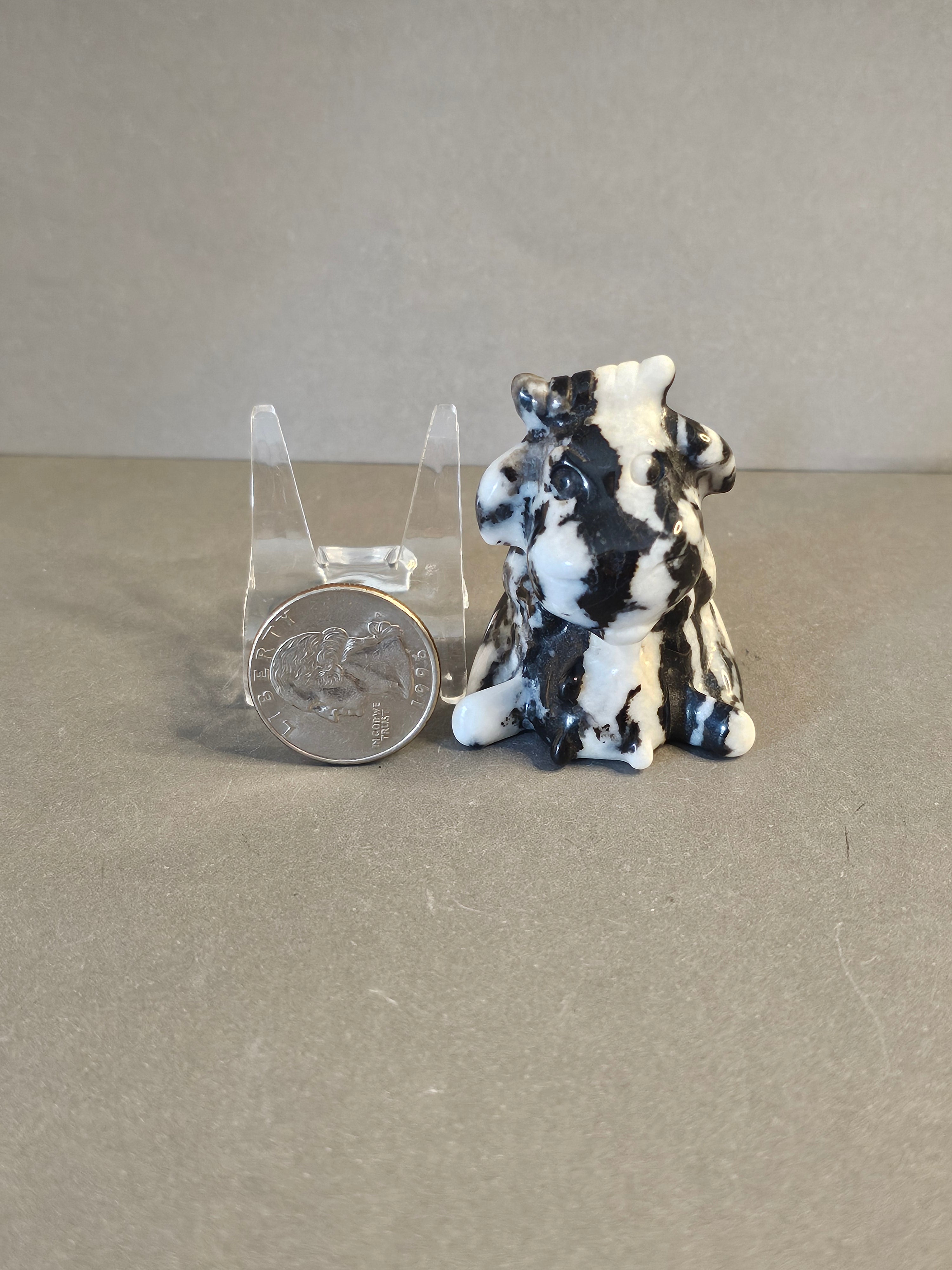 Zebra Jade Cow – Grounding & Abundance Crystal Carving | 2 Inches