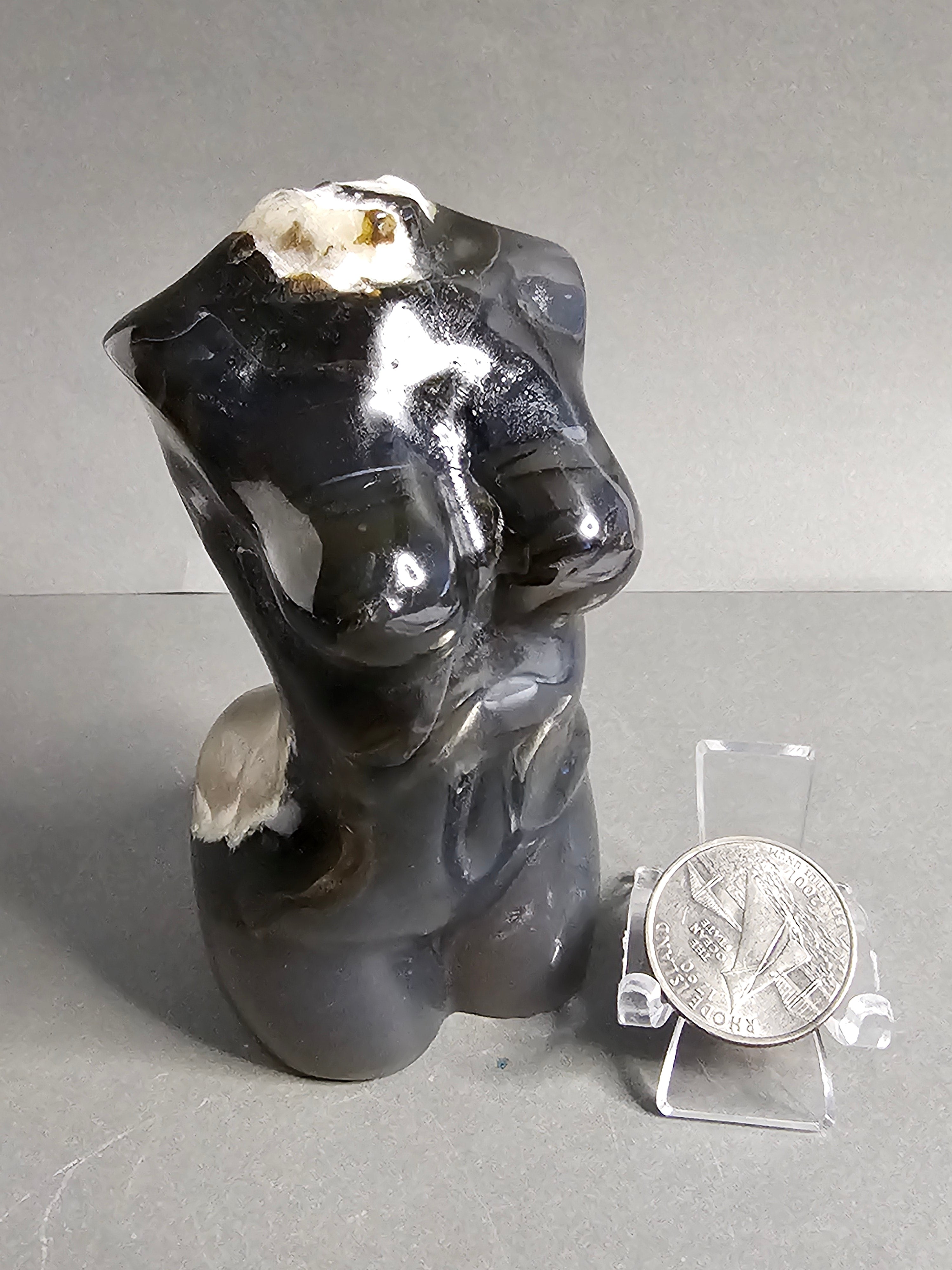 UV Reactive Volcano Agate Lady Body Carving – 4" Divine Feminine Crystal Figure