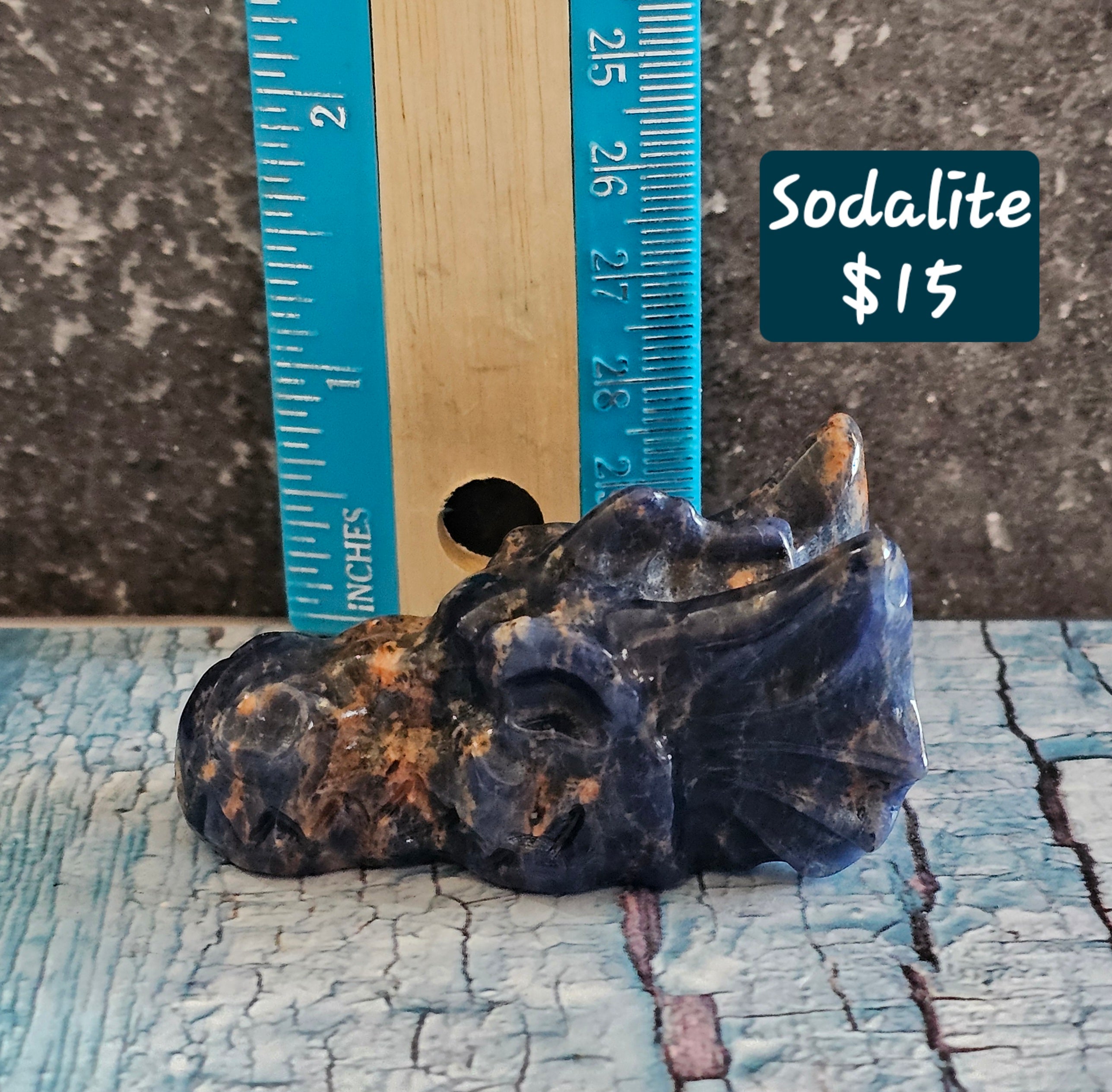 Sodalite Dragon Skull