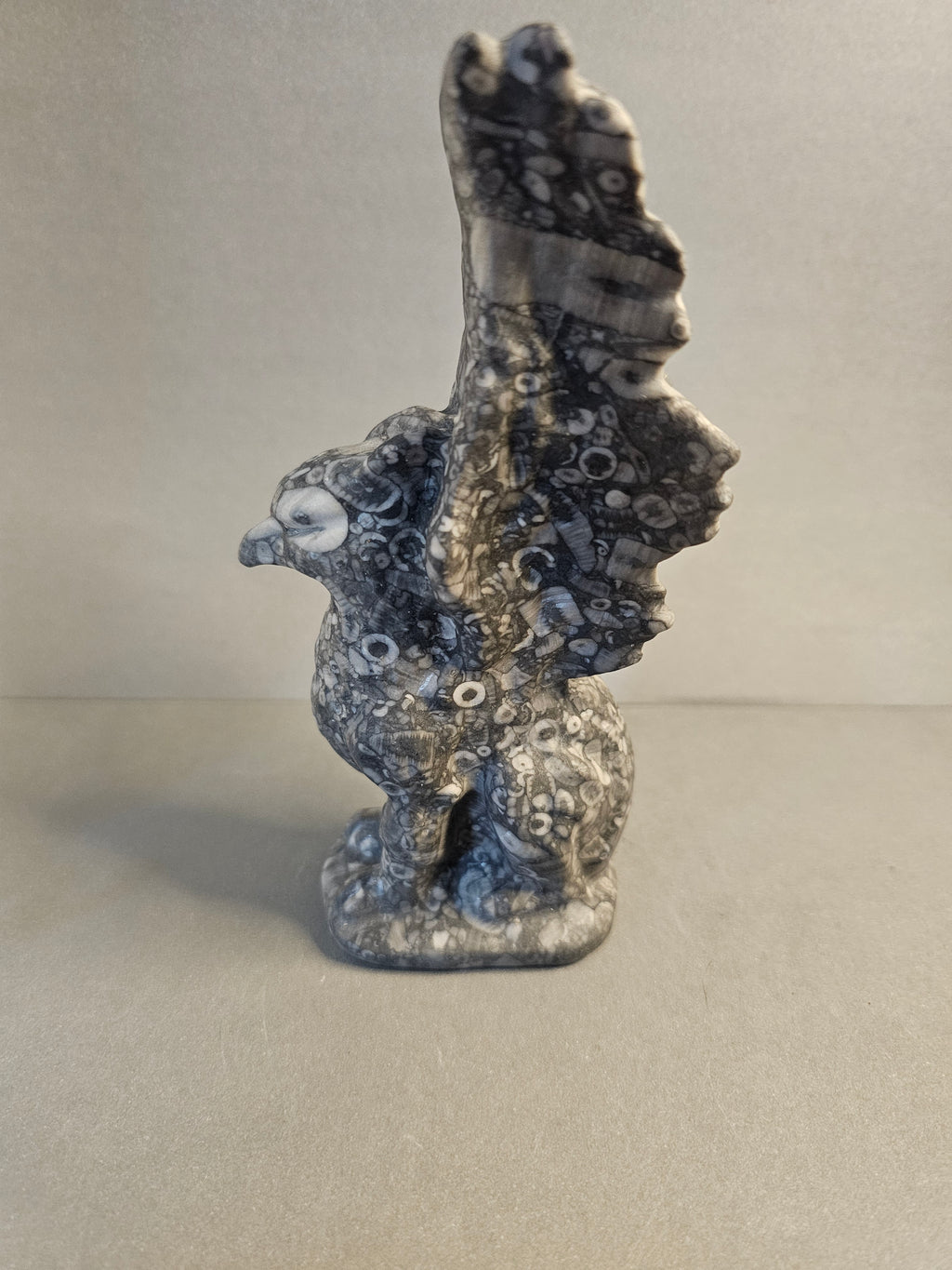 Crinoid Fossil Griffin – Ancient Earth Mythical Carving | 6 Inches