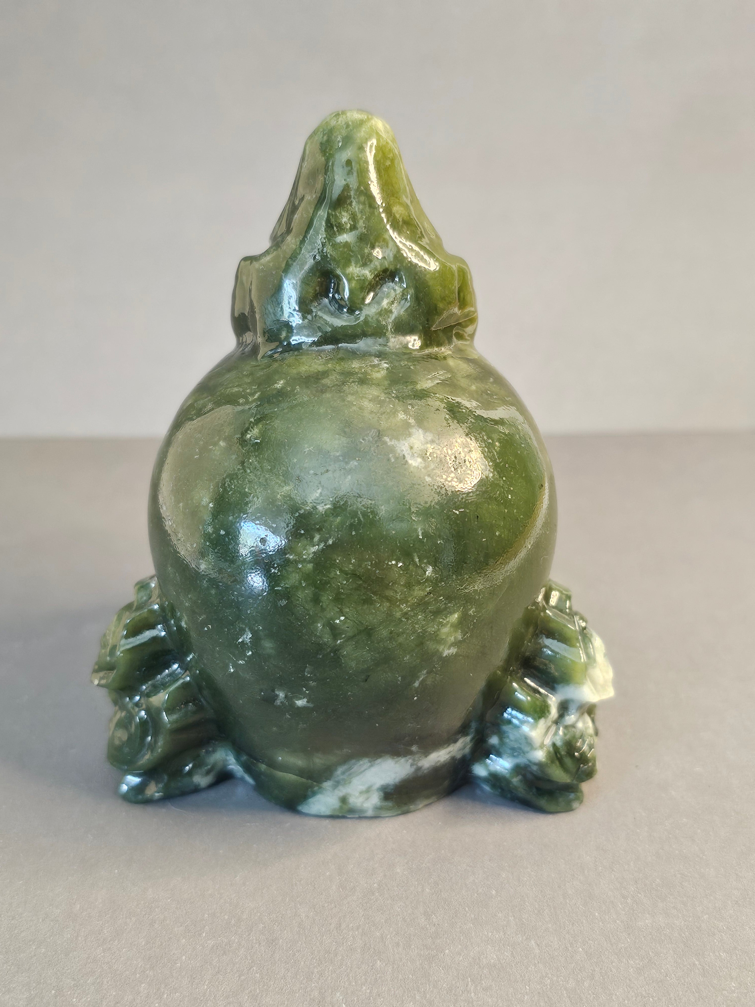 Jade Reaper on Skull – Guardian of Transition Crystal Carving | 4 Inches