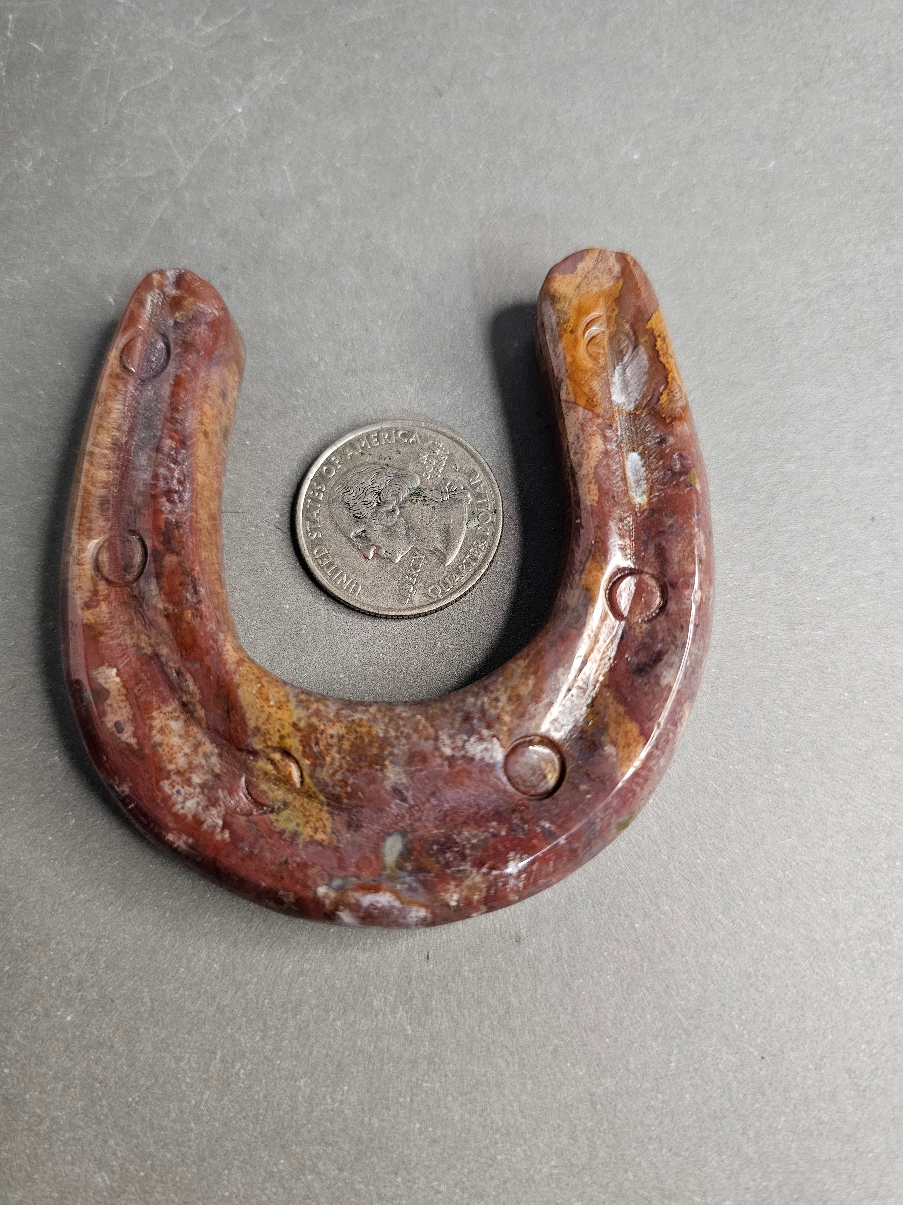 Sea Jasper Horseshoe Carving – 2.5" Lucky Coastal Energy Piece