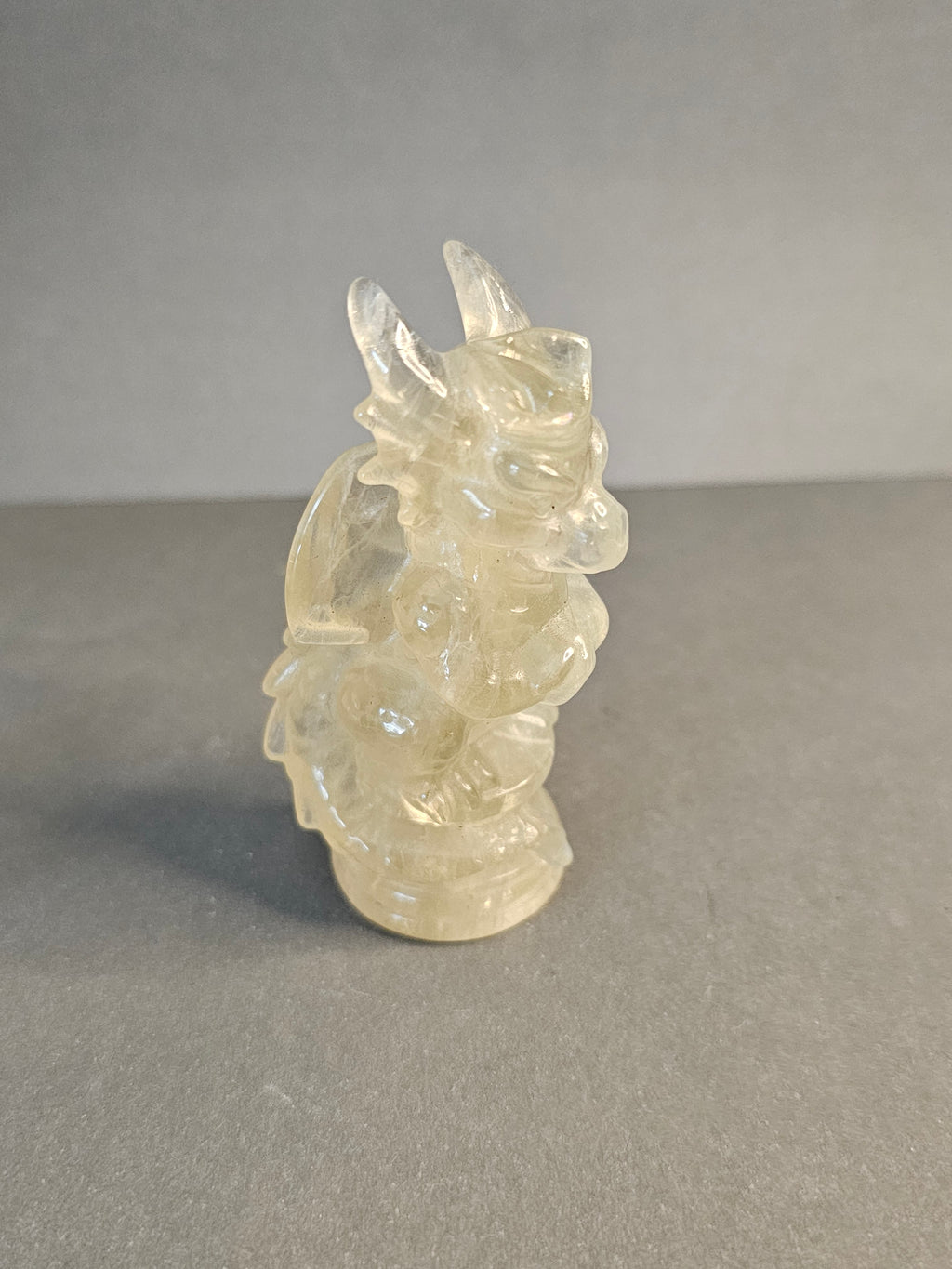 Light Citrine Dragon Figurine – Bright Abundance Crystal | 3.5″ Tall