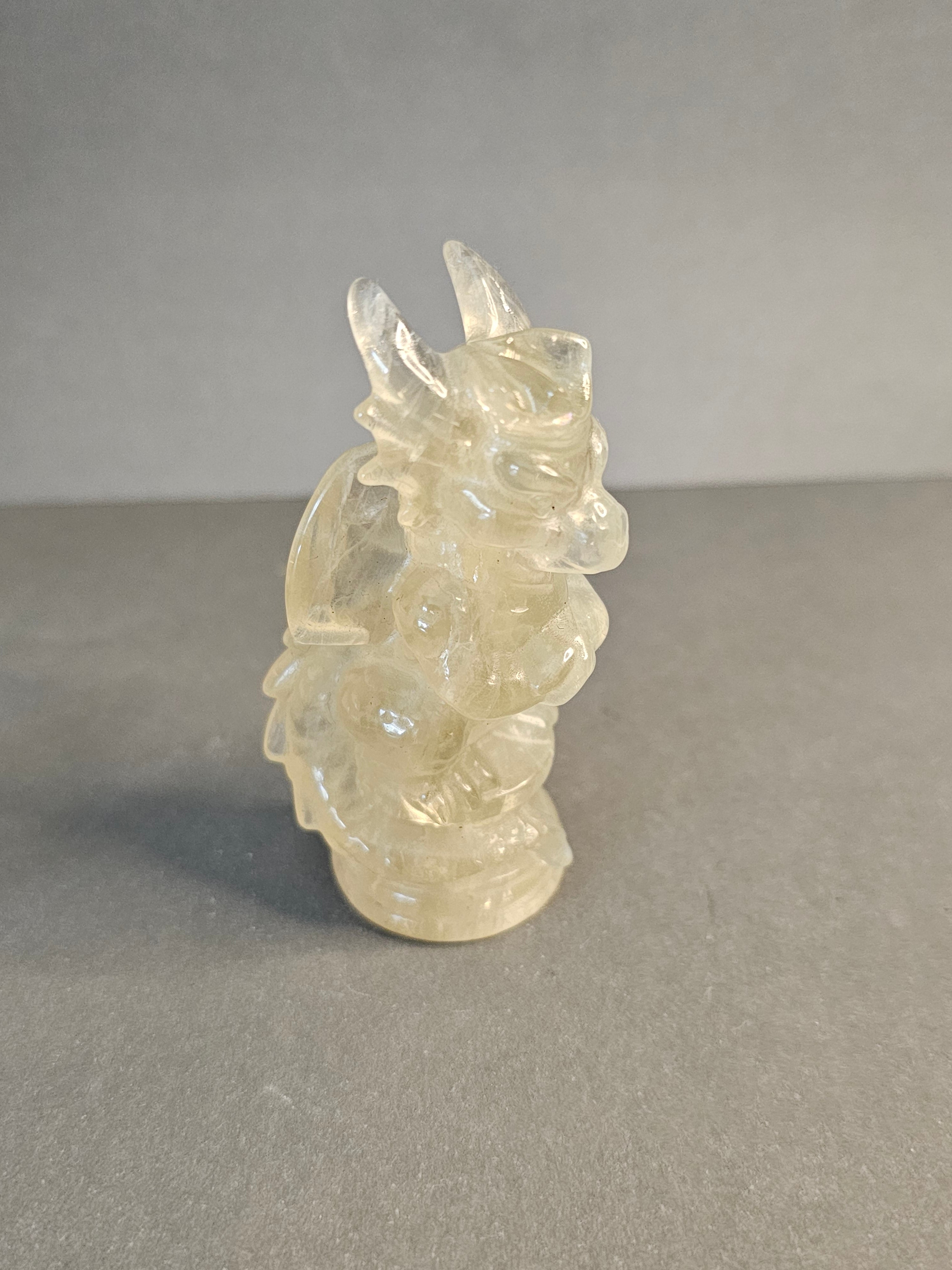 Light Citrine Dragon Figurine – Bright Abundance Crystal | 3.5″ Tall