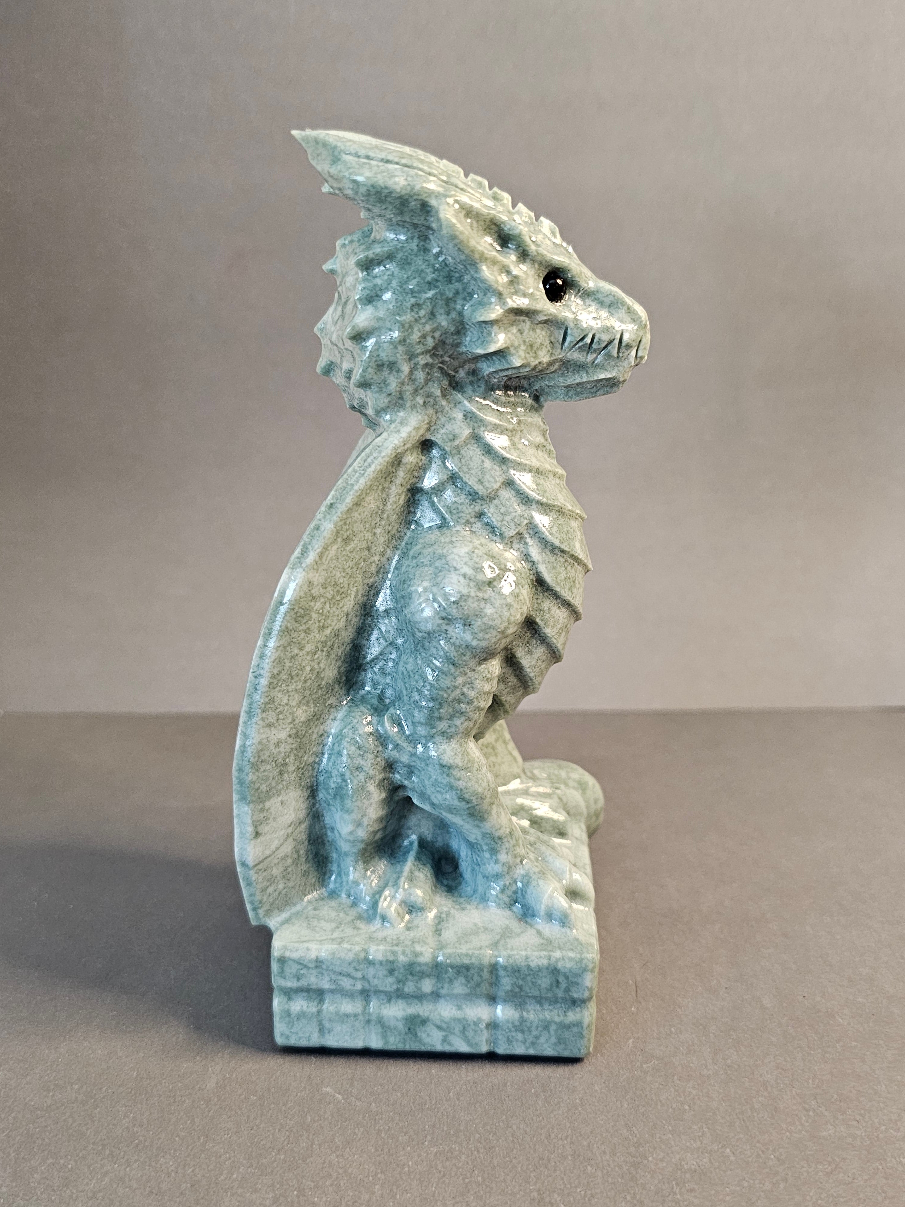 Light Green Jade Dragon – Guardian & Prosperity Crystal Carving | 5.75 Inches