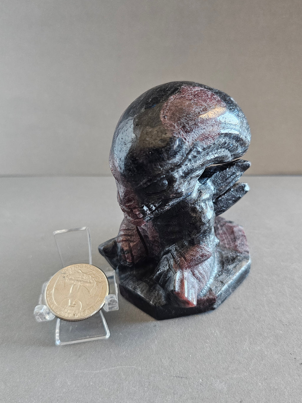 Xenomorph Alien Crystal Carving – Larvikite, Jasper, Aventurine, or Astrophyllite | 3 Inches