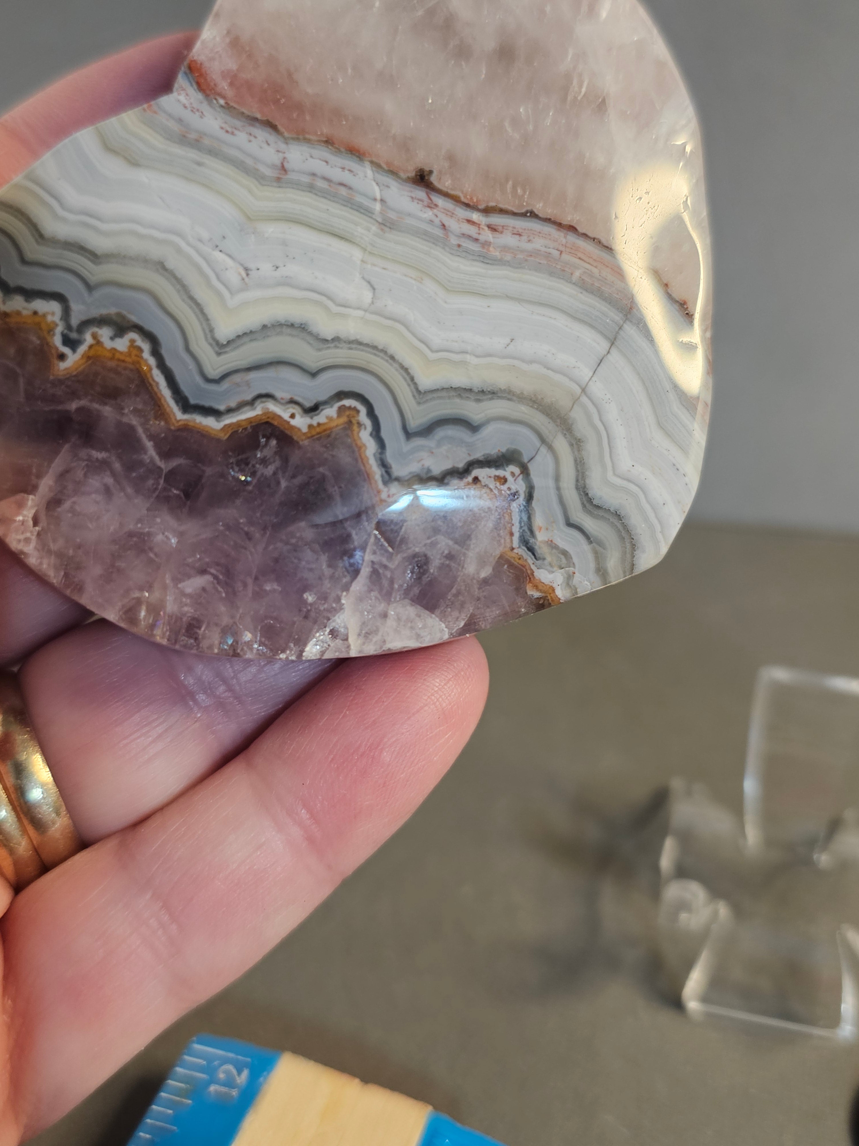 Amethyst with Lace Agate Heart