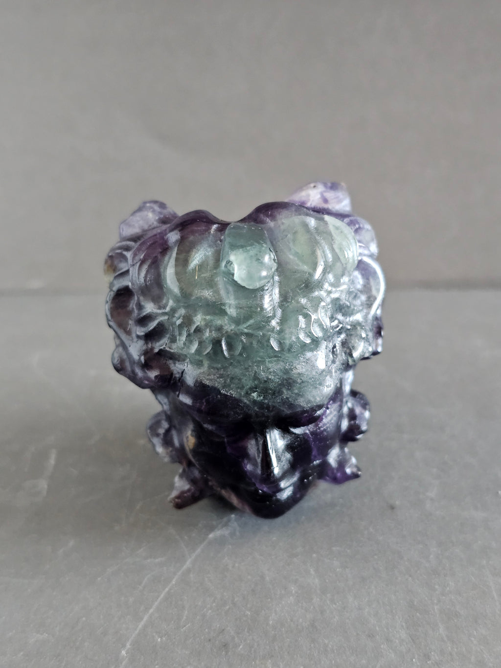 Medusa Head Crystal Carving – 3” Tall | Available in Fluorite, Larvikite & Garnet Astrophyllite