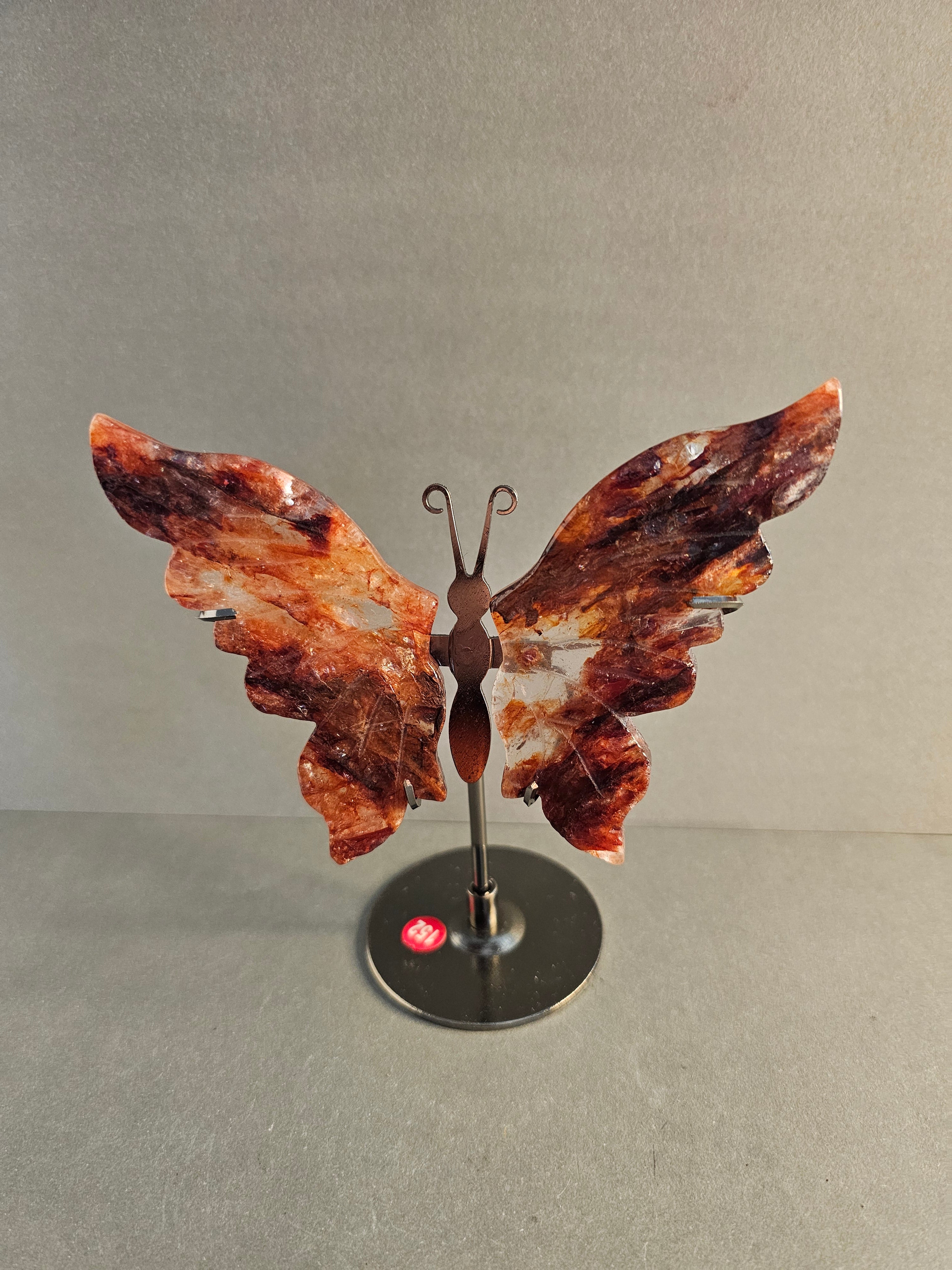 Fire Quartz Butterfly Wings on Stand – Clarity & Transformation Crystal Display | 5 Inches Tall