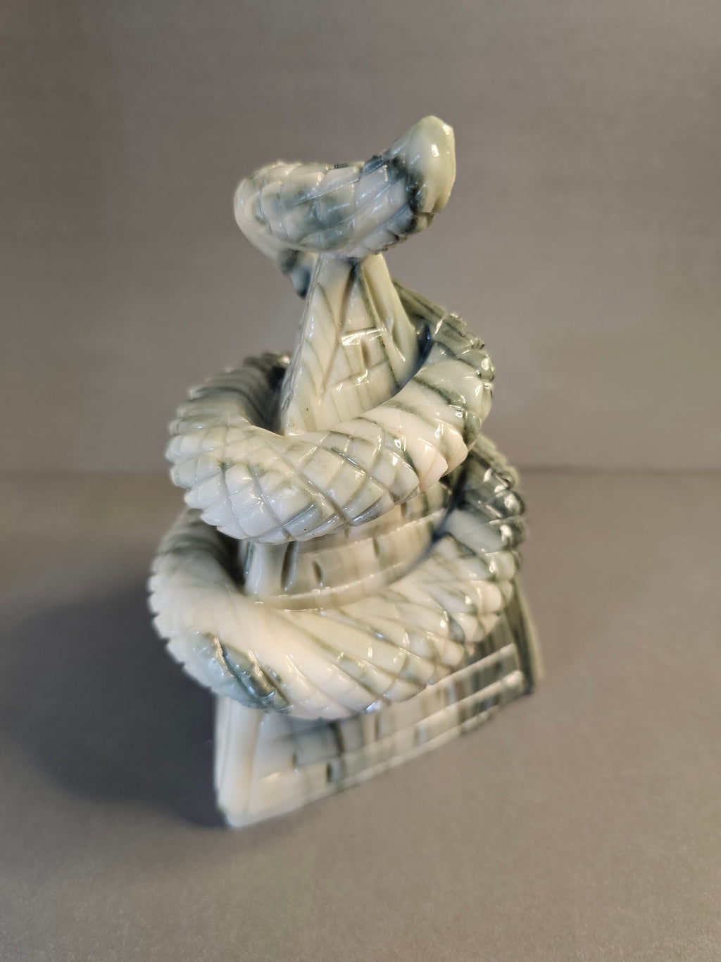 Jade Pyramid with All-Seeing Eye & Snake – Symbolic Power Crystal | 6 Inches