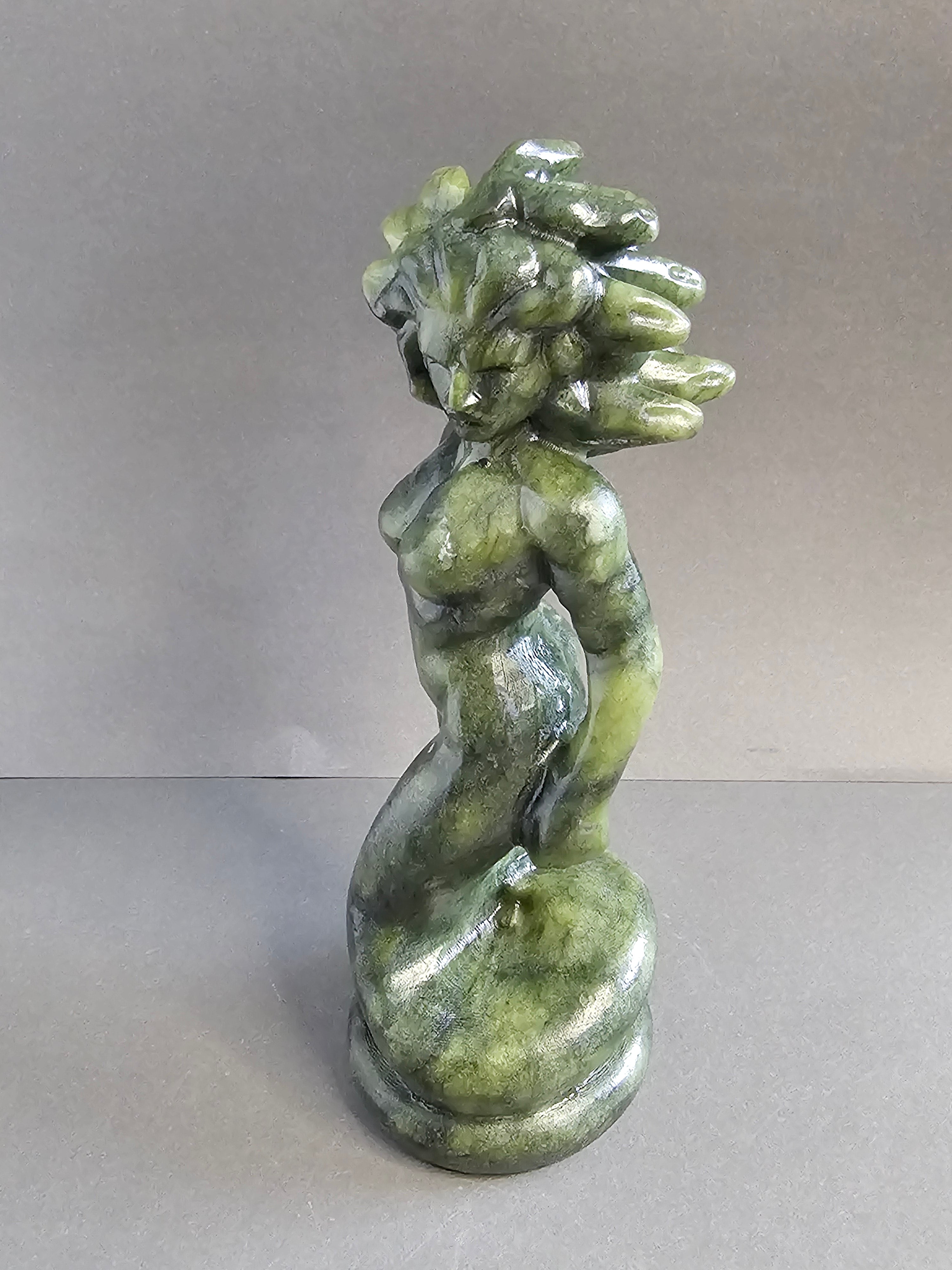 Jade Medusa Goddess Carving – 5 Inch Naked Medusa Statue