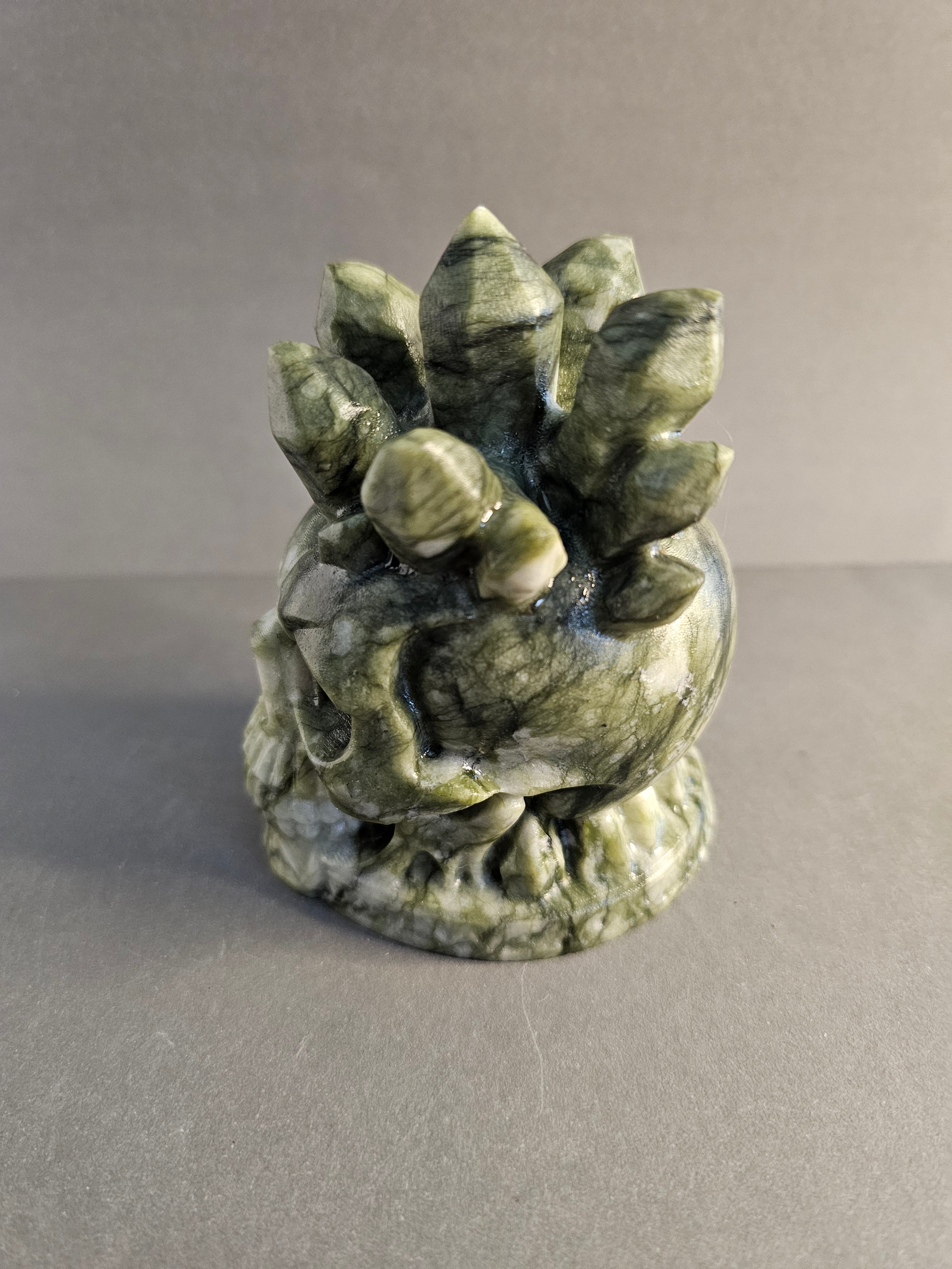 Yushu Jade Skull with Cluster Points – Growth & Wisdom Crystal Carving | 4 Inches