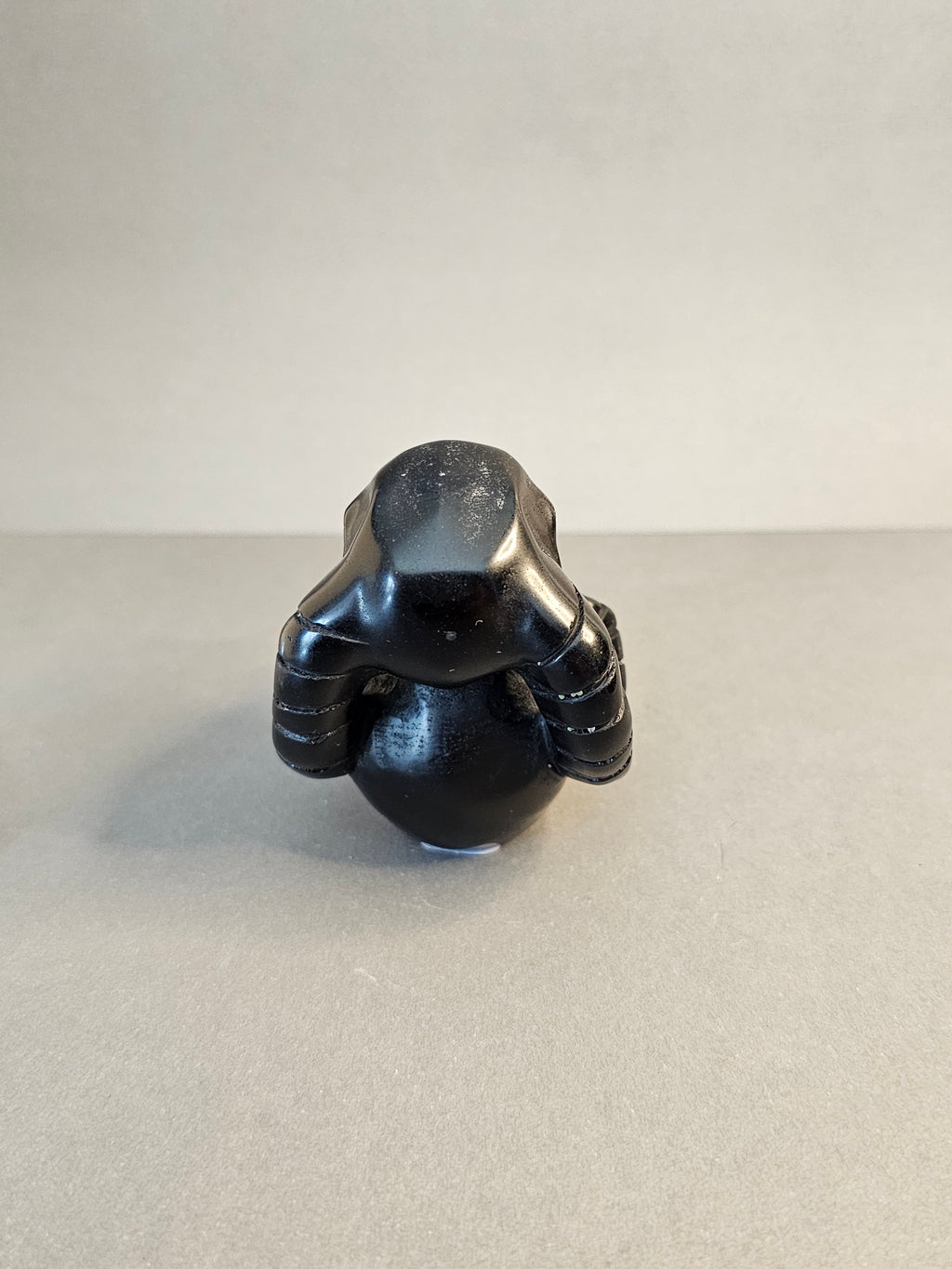 Obsidian Ram Skull on Skull – Strength & Shadow Crystal Carving | 3.25 Inches