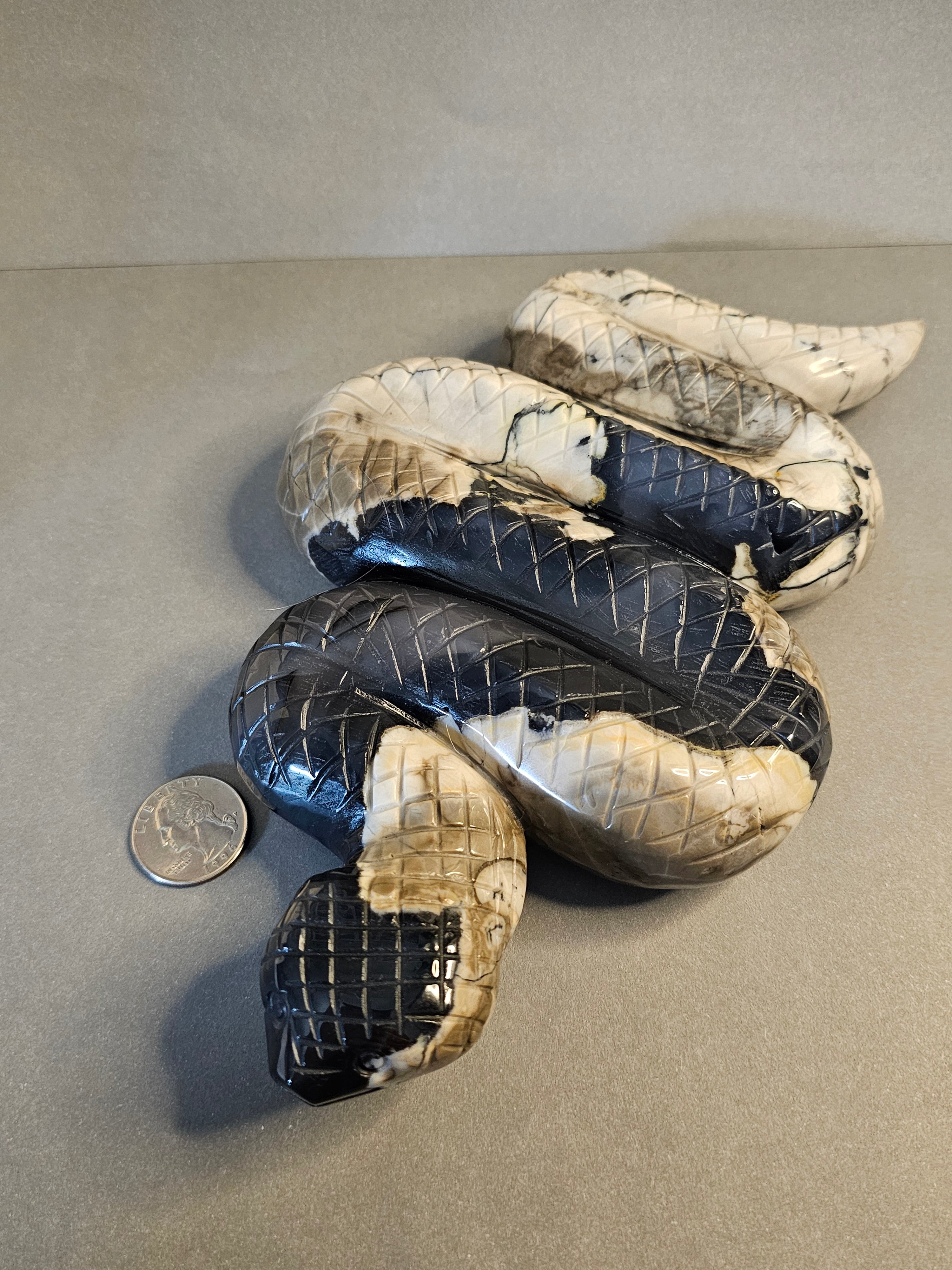 UV Reactive Volcano Agate Snake –  Statement Carving | 9.5 Inches