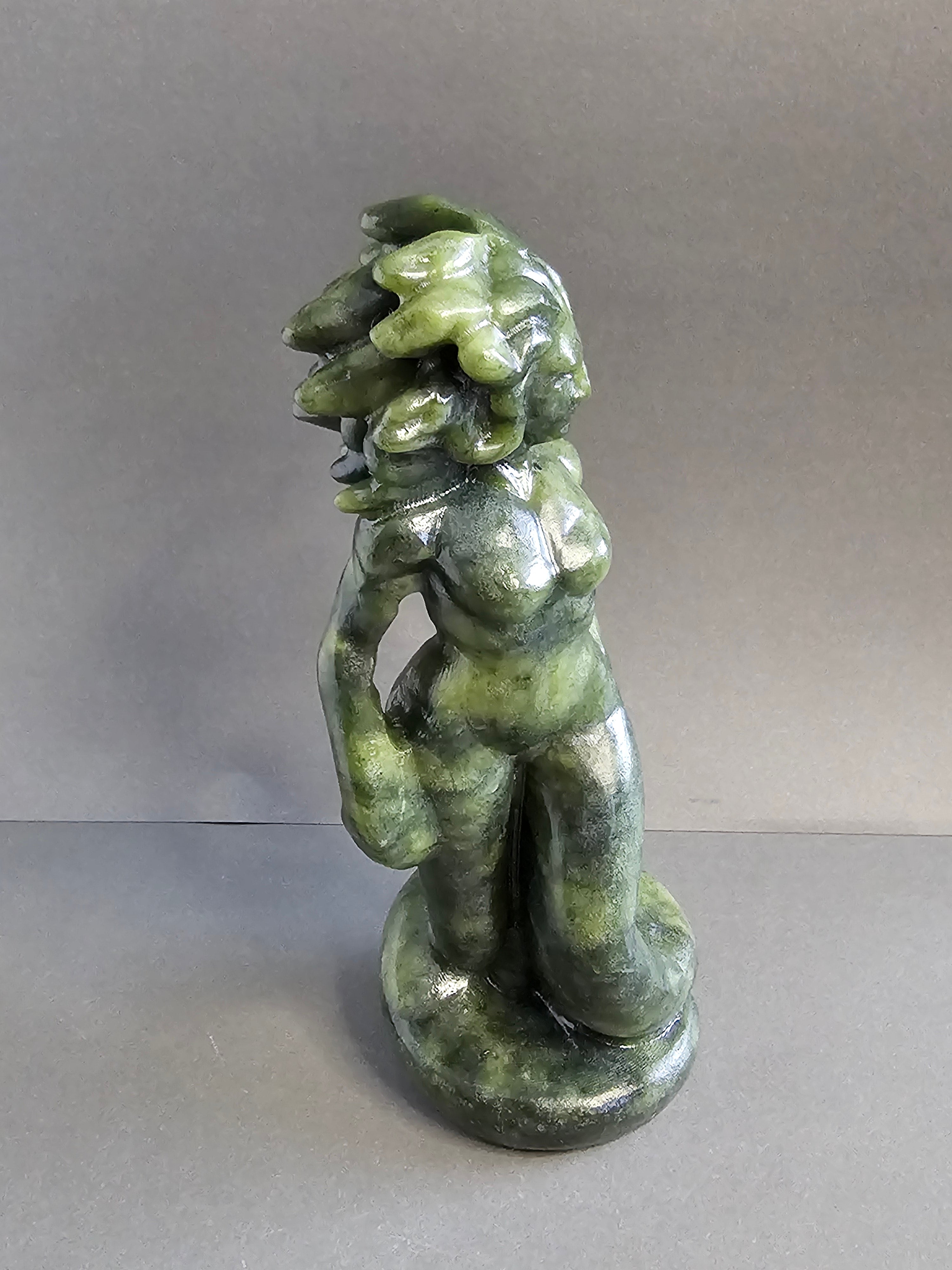 Jade Medusa Goddess Carving – 5 Inch Naked Medusa Statue