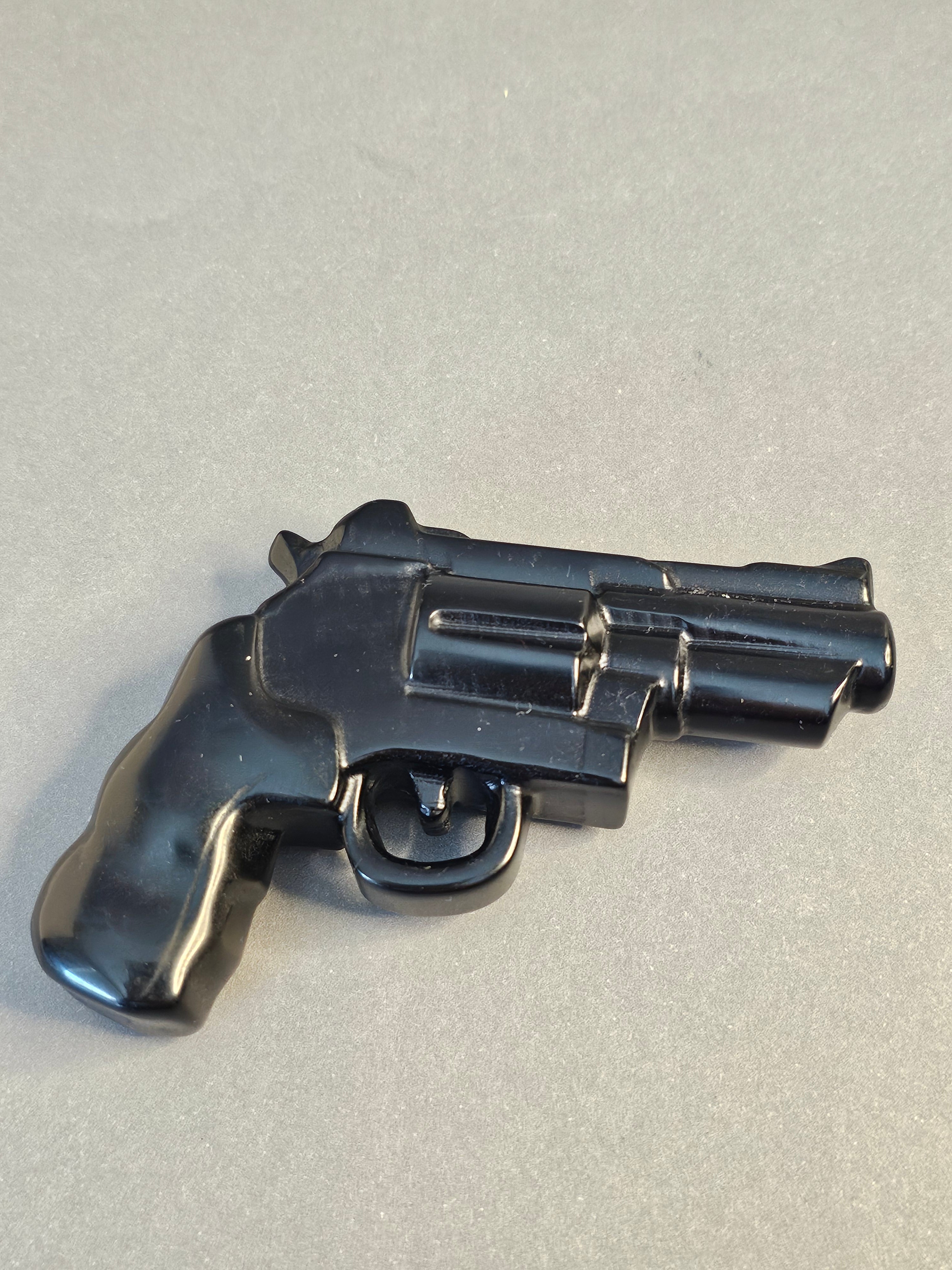 Obsidian Gun Stone Carving – Protective Symbolic Crystal | 2.75 Inches