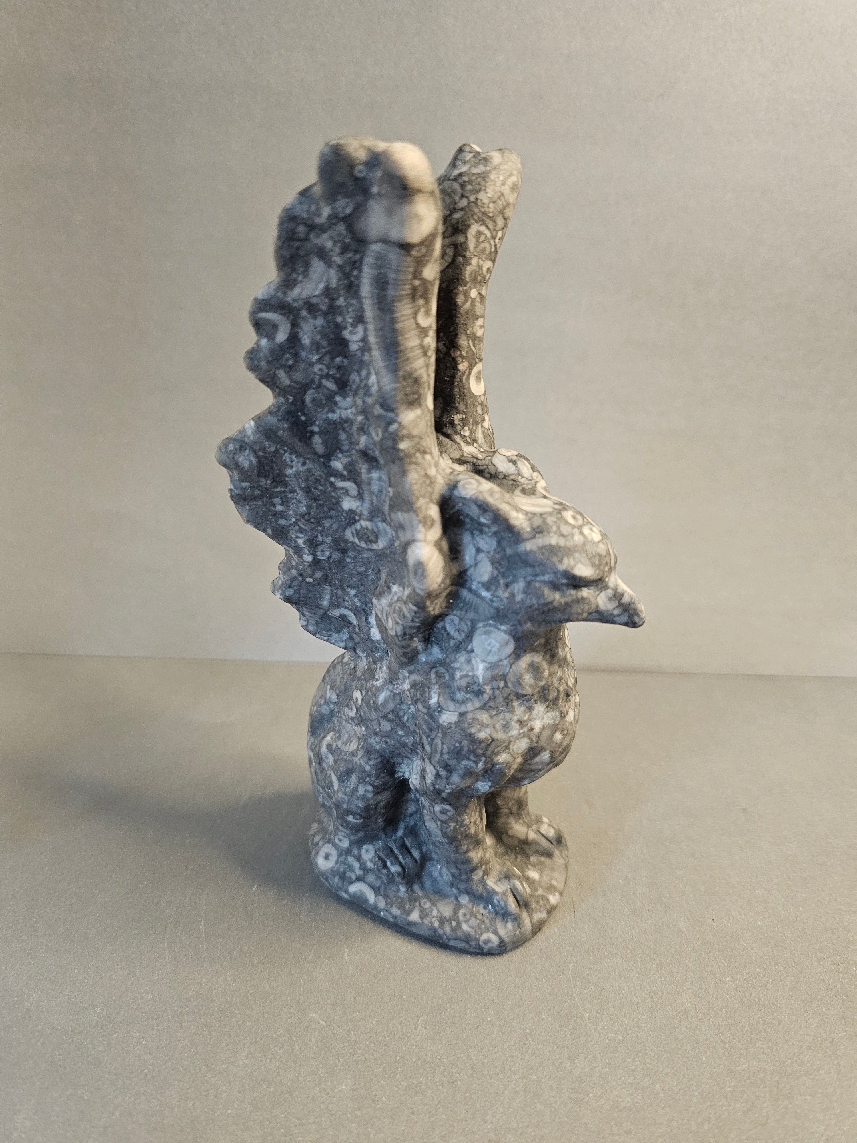 Crinoid Fossil Griffin – Ancient Earth Mythical Carving | 6 Inches