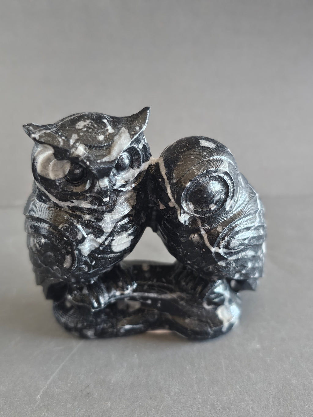 Fossil Jasper Owl Couple Carving – 3” Tall | Wisdom, Stability & Connection Crystal Pair