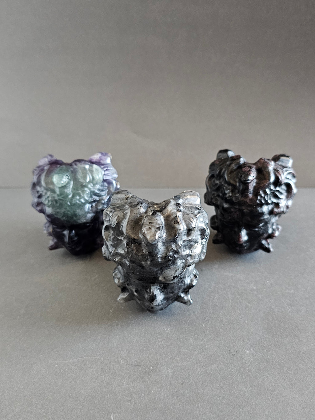 Medusa Head Crystal Carving – 3” Tall | Available in Fluorite, Larvikite & Garnet Astrophyllite