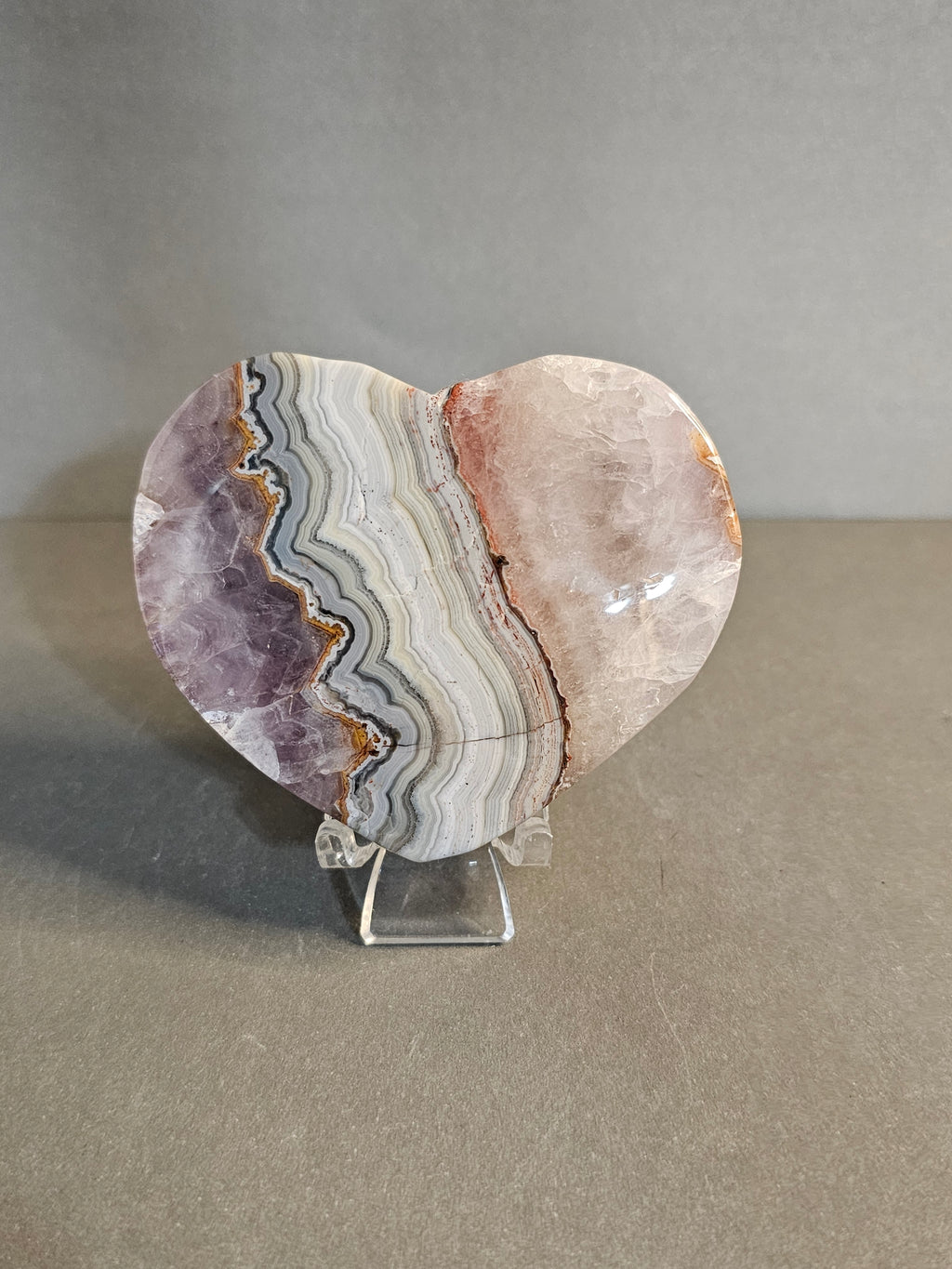 Amethyst with Lace Agate Heart