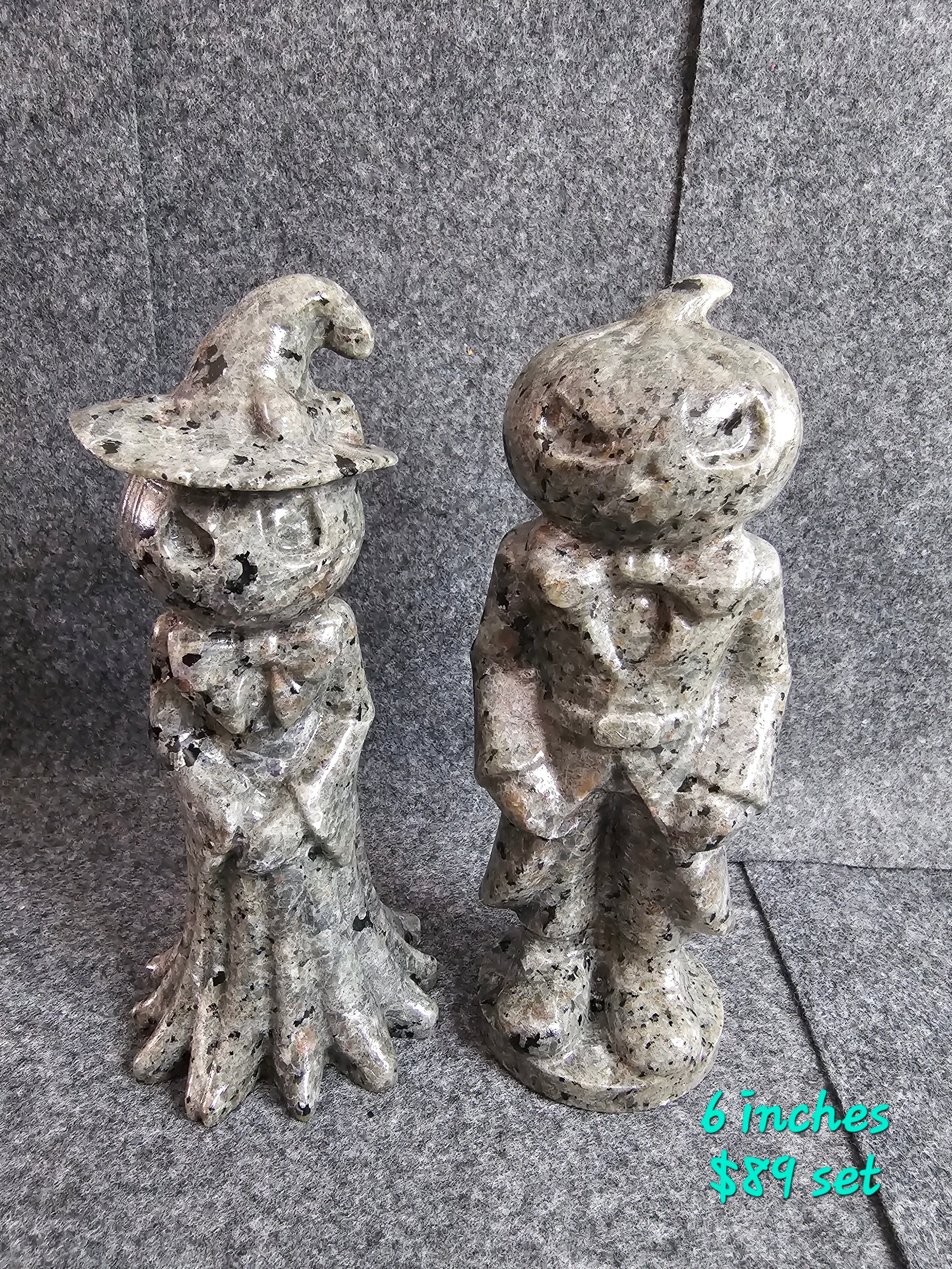 Pumpkin King and Queen Couple, 6 inches tall