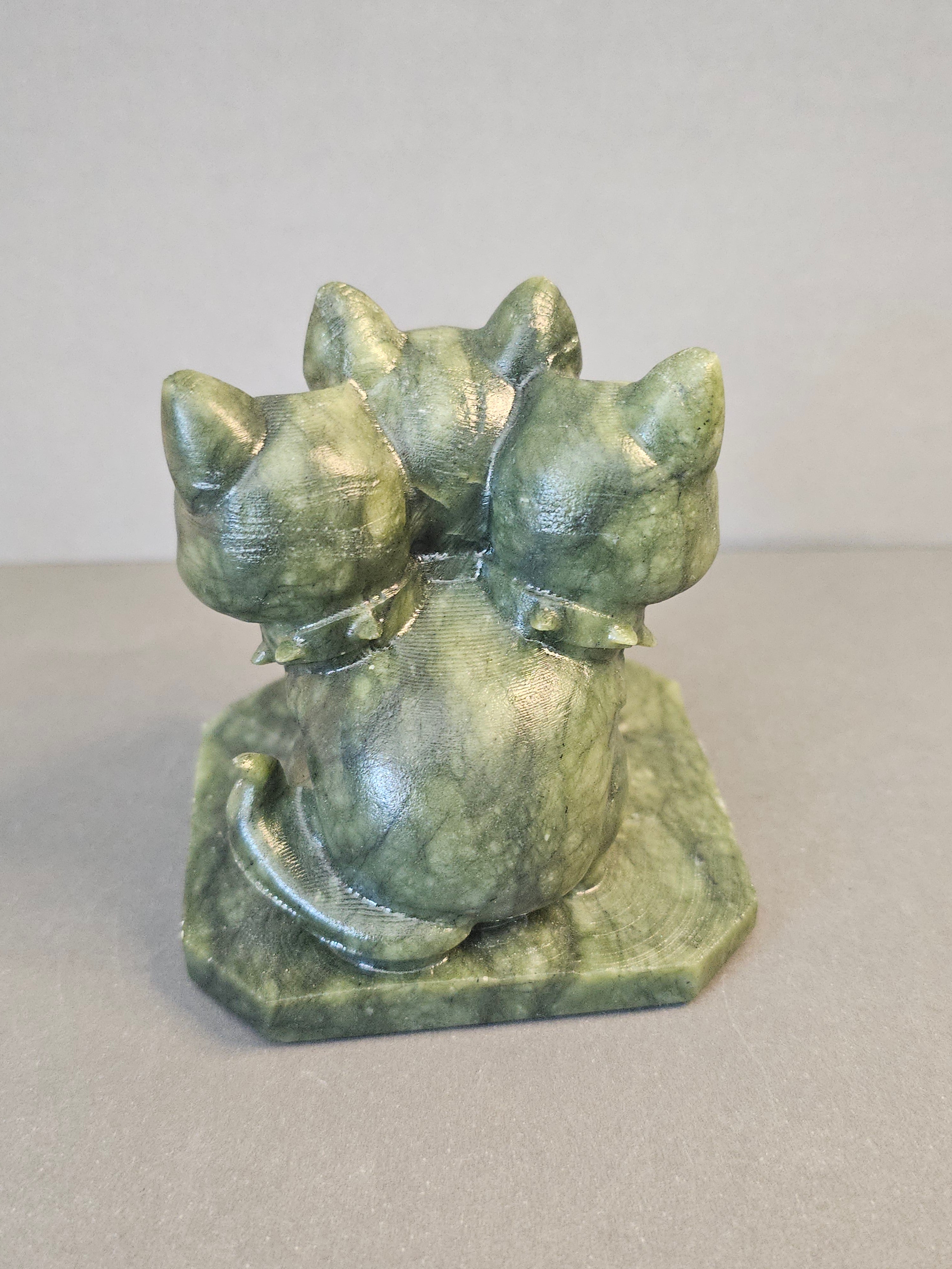 Jade Cerberus – Three-Headed Guardian Crystal Carving | 2.75 Inches